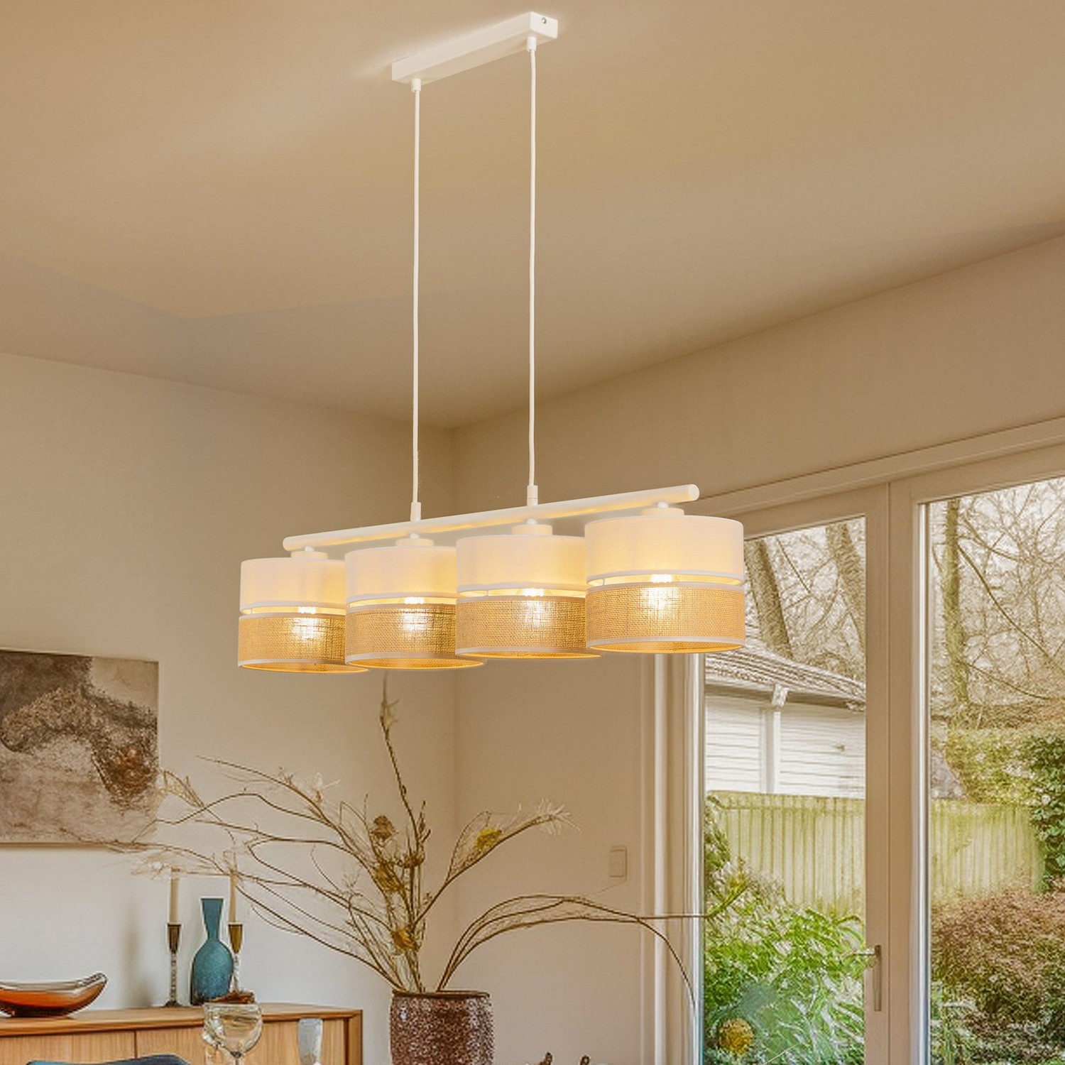 B-Ware Hängeleuchte Linobianco Vierflammig Hängelampe Lampe Leuchte Deckenleuchte Spot