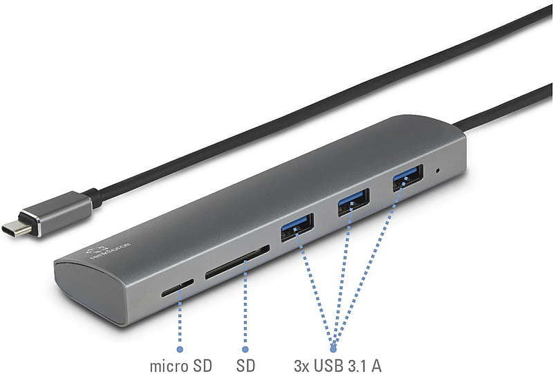 B-Ware Renkforce 3+2 Port Usb 3.1 Hub Mit Eingebautem Sd Kartenleser Aluminiumgehä473