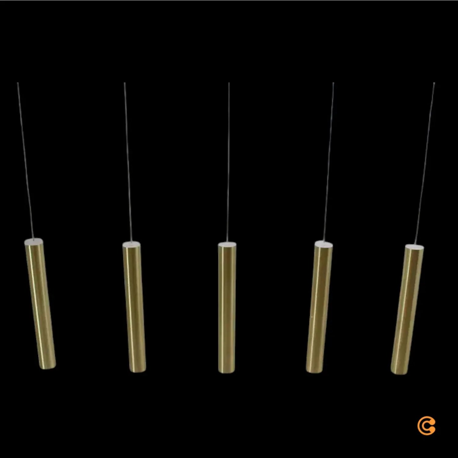B-Ware Fabas Luce Led Hängeleuchte Pendelleuchte Prado Gold 5 Flammig Linear Dimmbar