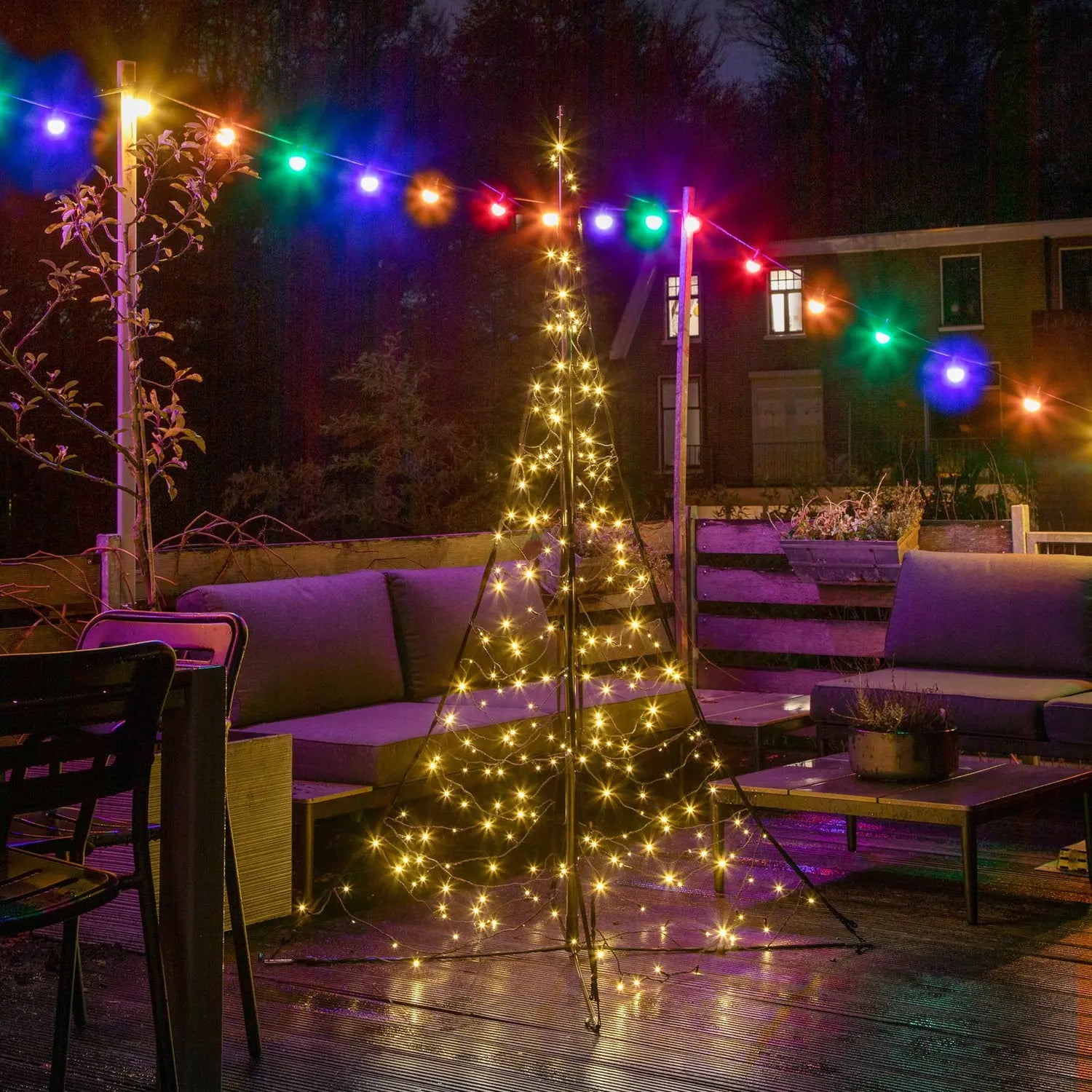 B-Ware Fairybell Mast Weihnachtsbaum Dekoleuchte Dekobaum Garten 240 Blink Led 200cm 6 W