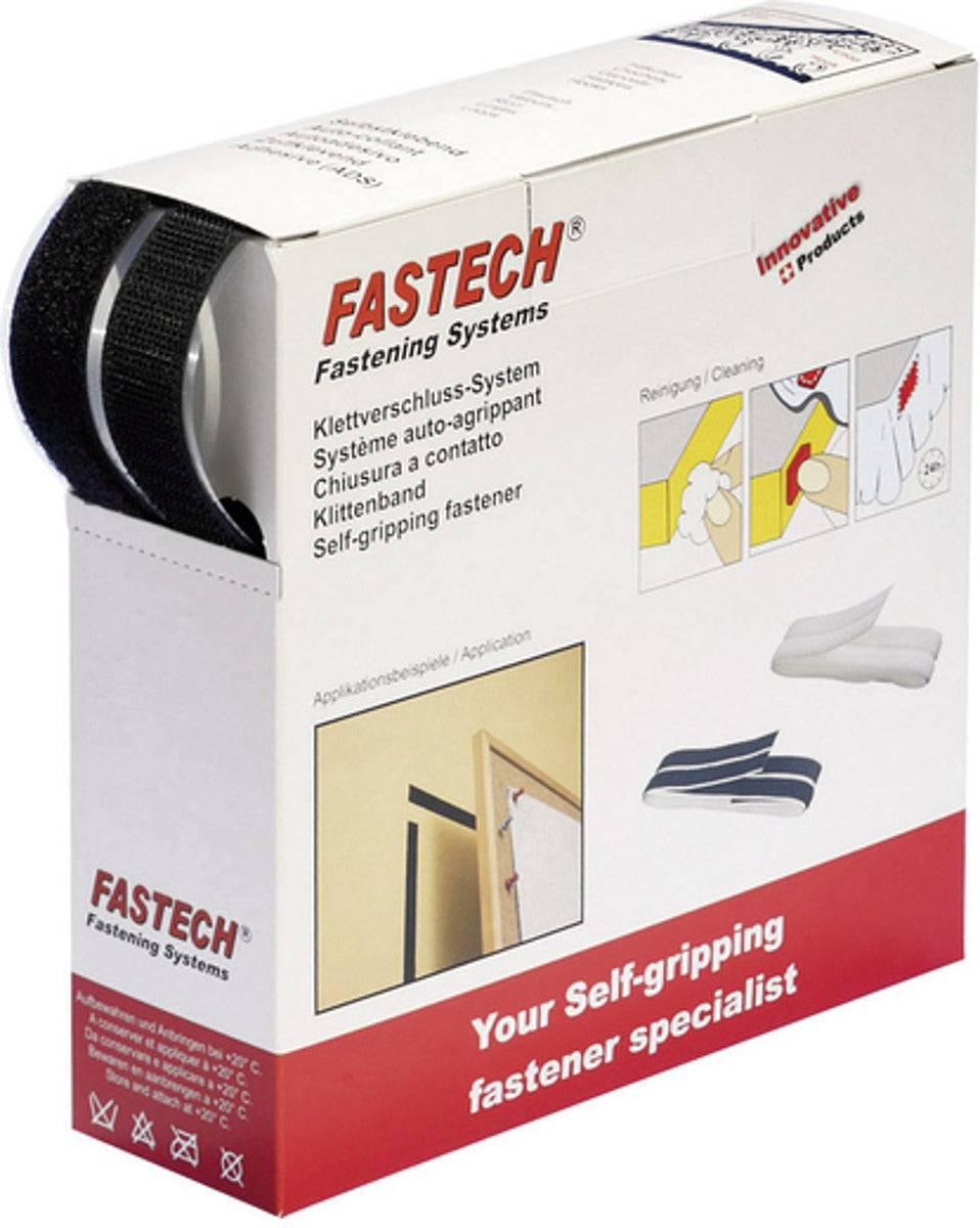 B-Ware Fastech Klettband 25m Zum Aufkleben Haftteil Extrastark Breite 50 Mm Schwarz
