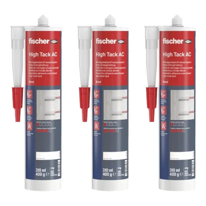 B-Ware Fischer Dichtstoff Silikon Klebstoff High Tack Ac 310 Weiß Sanitärgrau 3 Stück