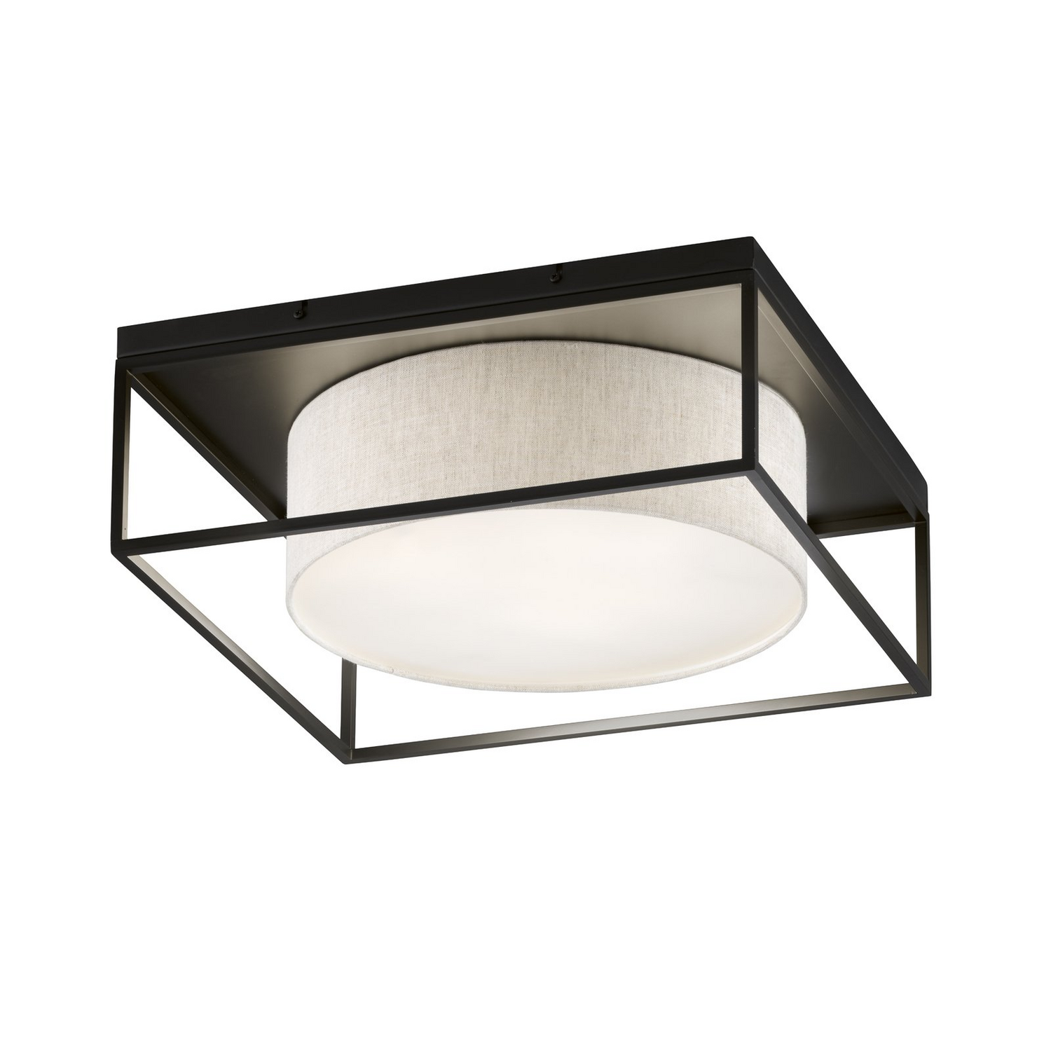 B-Ware Fischer & Honsel Deckenleuchte Leuchte Carre 60x60cm Stoffschirm Weiß