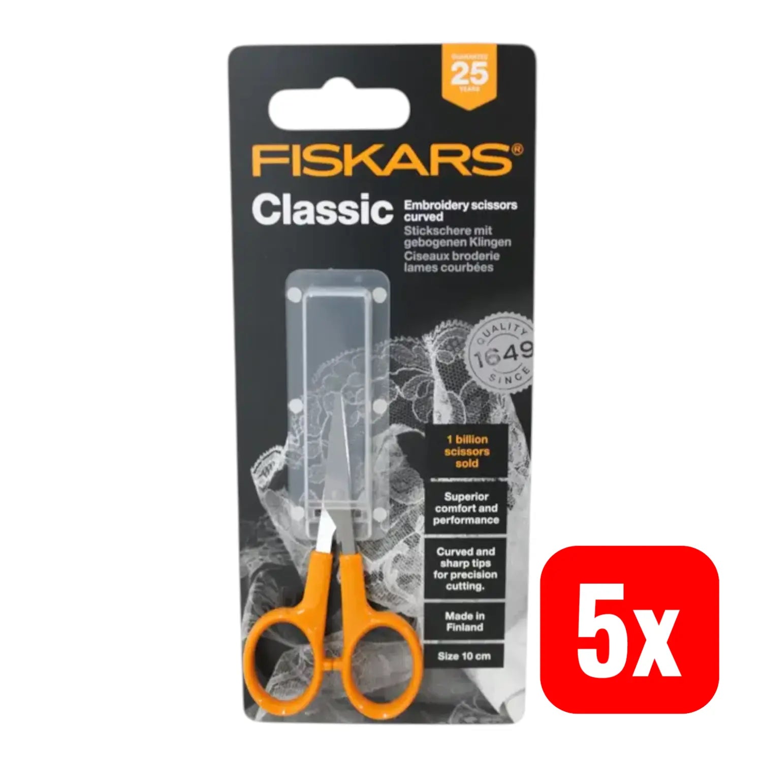 B-Ware Fiskars Cl Micro Tipž Bastelschere Stickschere Schere 10 Cm Gebogen 5 Stück