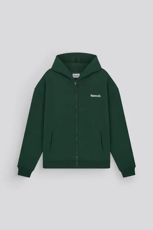 B-Ware Flawcult Kapuzenpullover Hoodie Reißverschluss Sweatshirt Grün L Kapuze