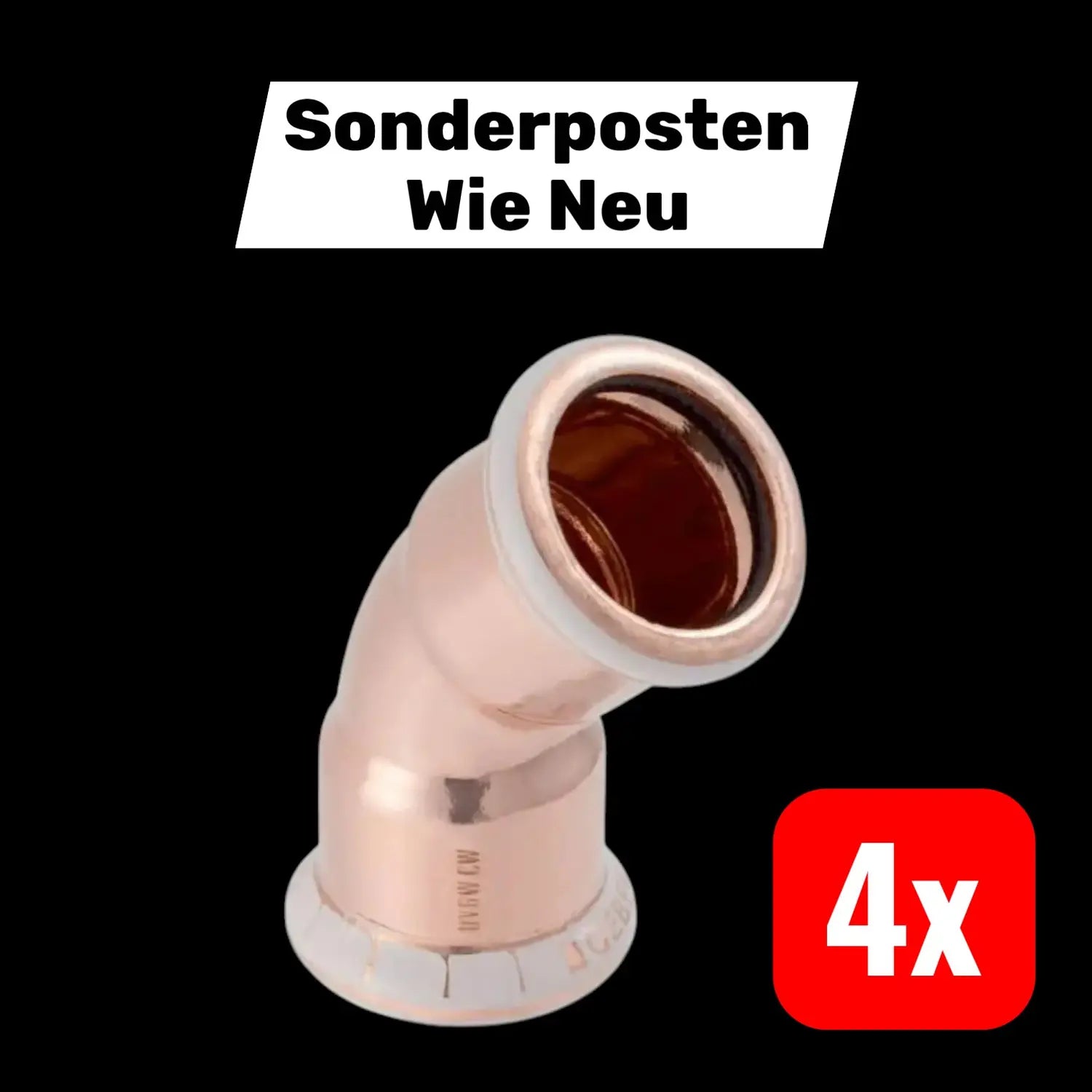 B-Ware Geberit Bogen Winkel Mapress Kupfer 28mm 45 Grad Pressmuffe 4 Stück