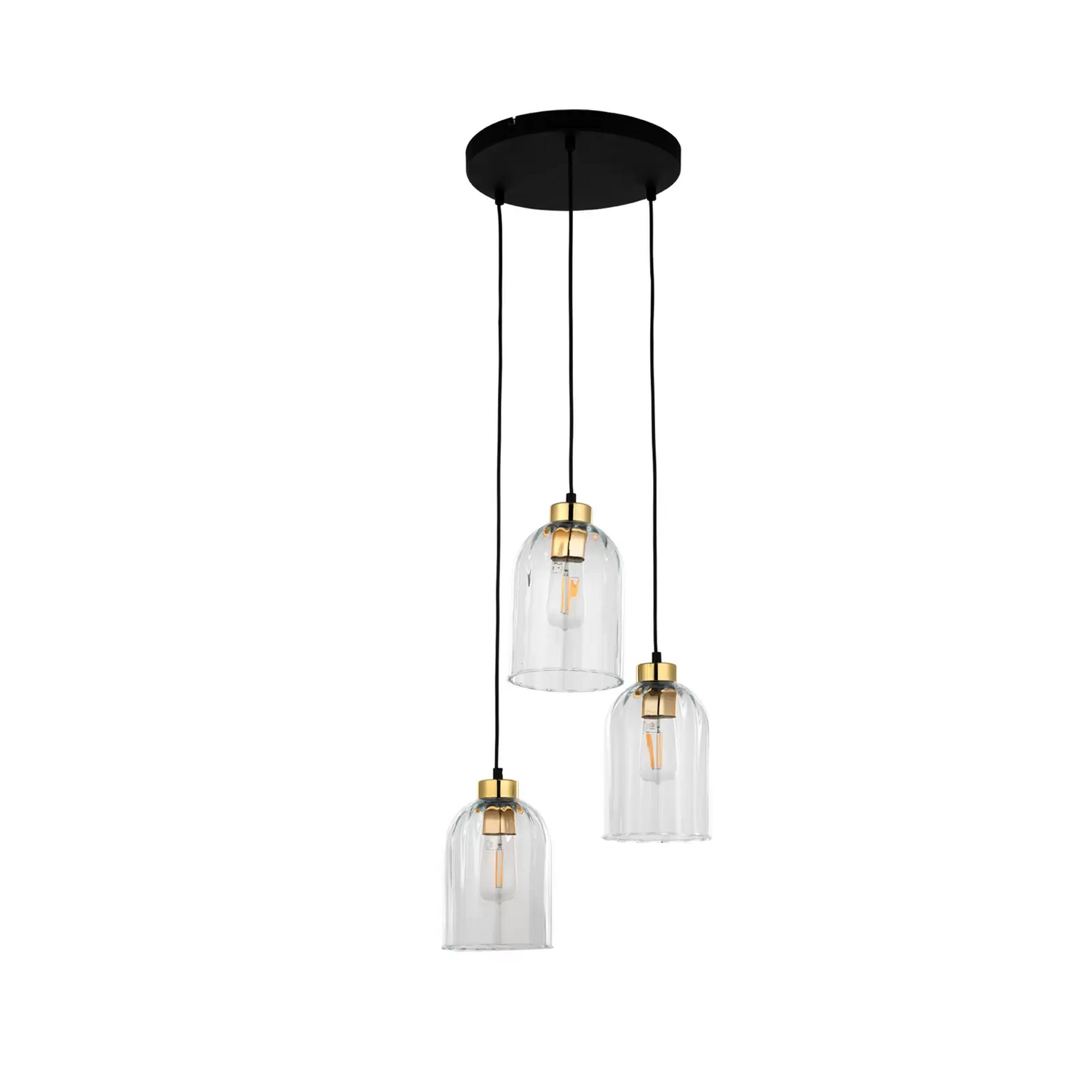 B-Ware Glas Hängeleuchte Satipo Dreiflammig Transparent Hängelampe Lampe Leuchte E27