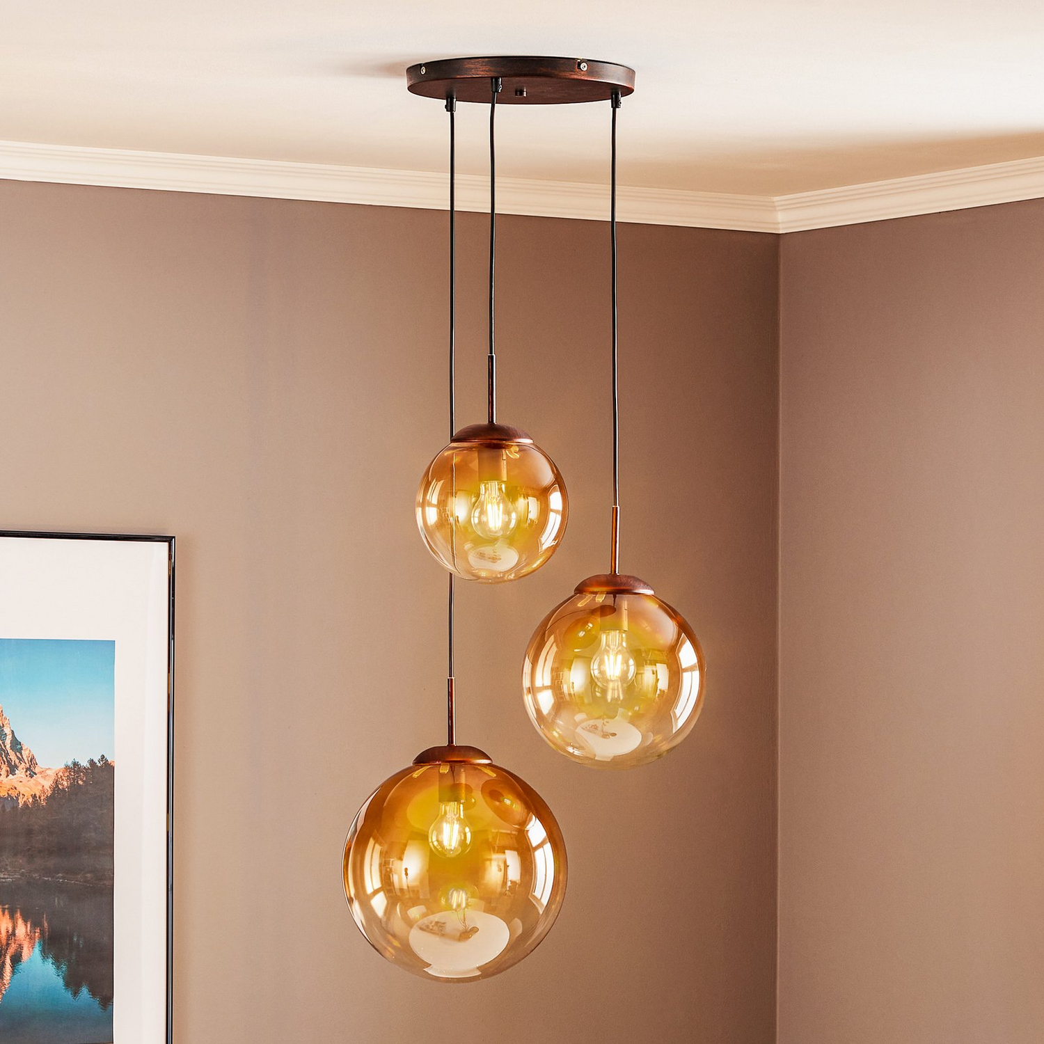 C-Ware Globo Glas Hängeleuchte Varus Hängeleuchte Lampe Leuchte Amber Siehe Text/Foto