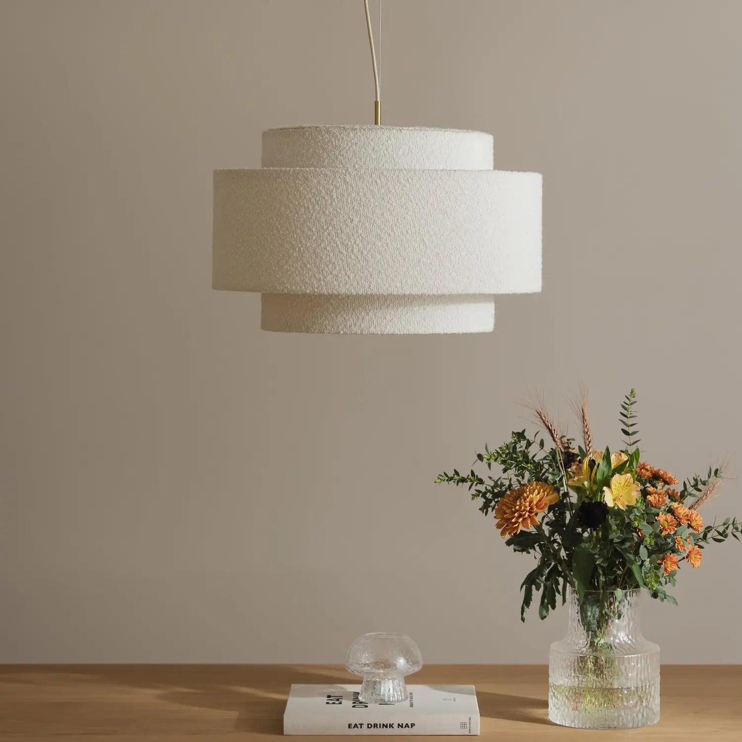B-Ware Globen Lighting Hängeleuchte Pendelleuchte Noah Bouclé Textil Metall Weiß953