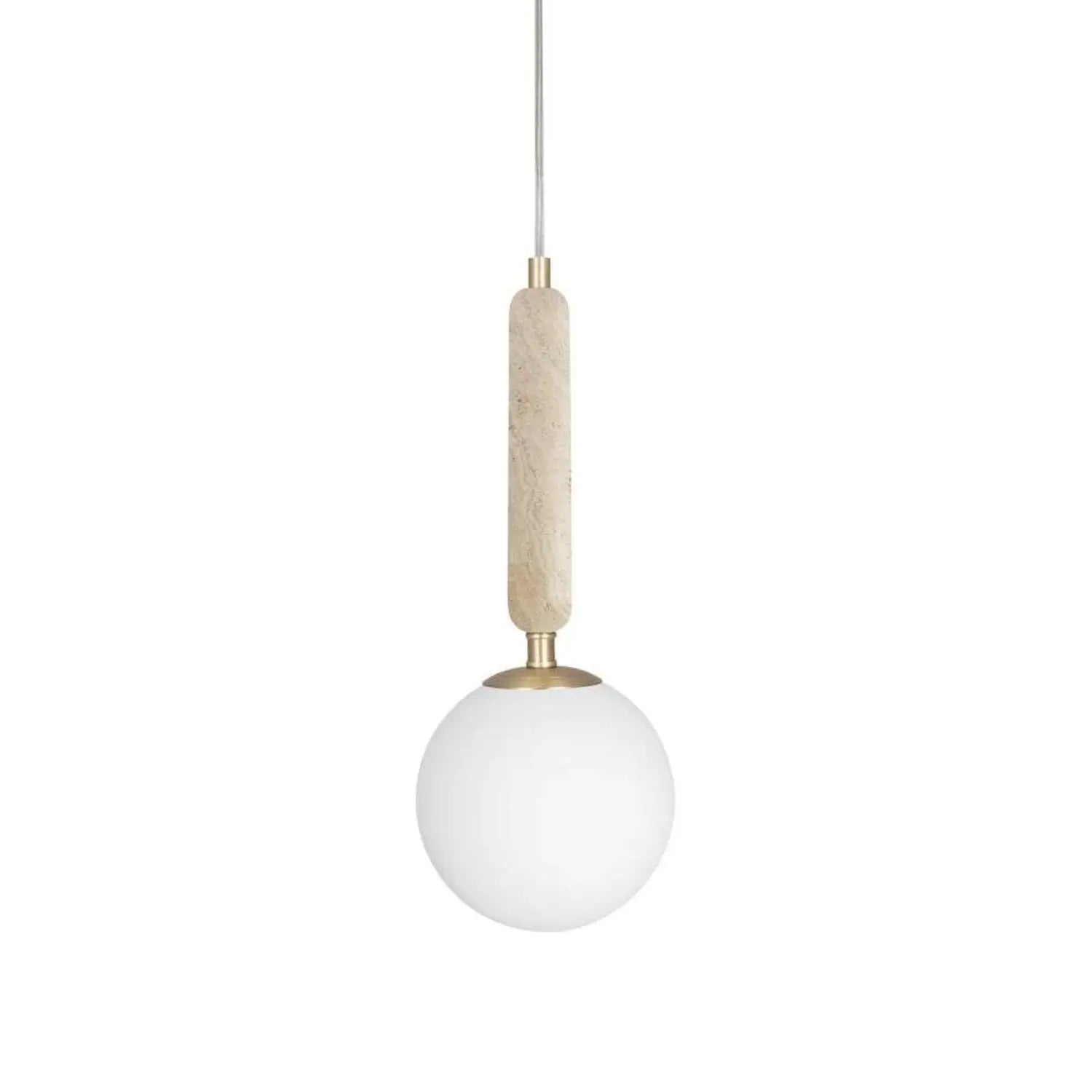 B-Ware Pendelleuchte Hängelampe Globen Lighting Torrano Travertin Beige Glas Weiß