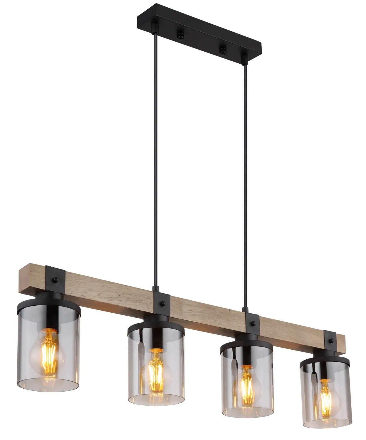 B-Ware Globo Deckenleuchte Lila Mit Holzbalken Hängelampe Pendelleuchte 4 Flg. E27