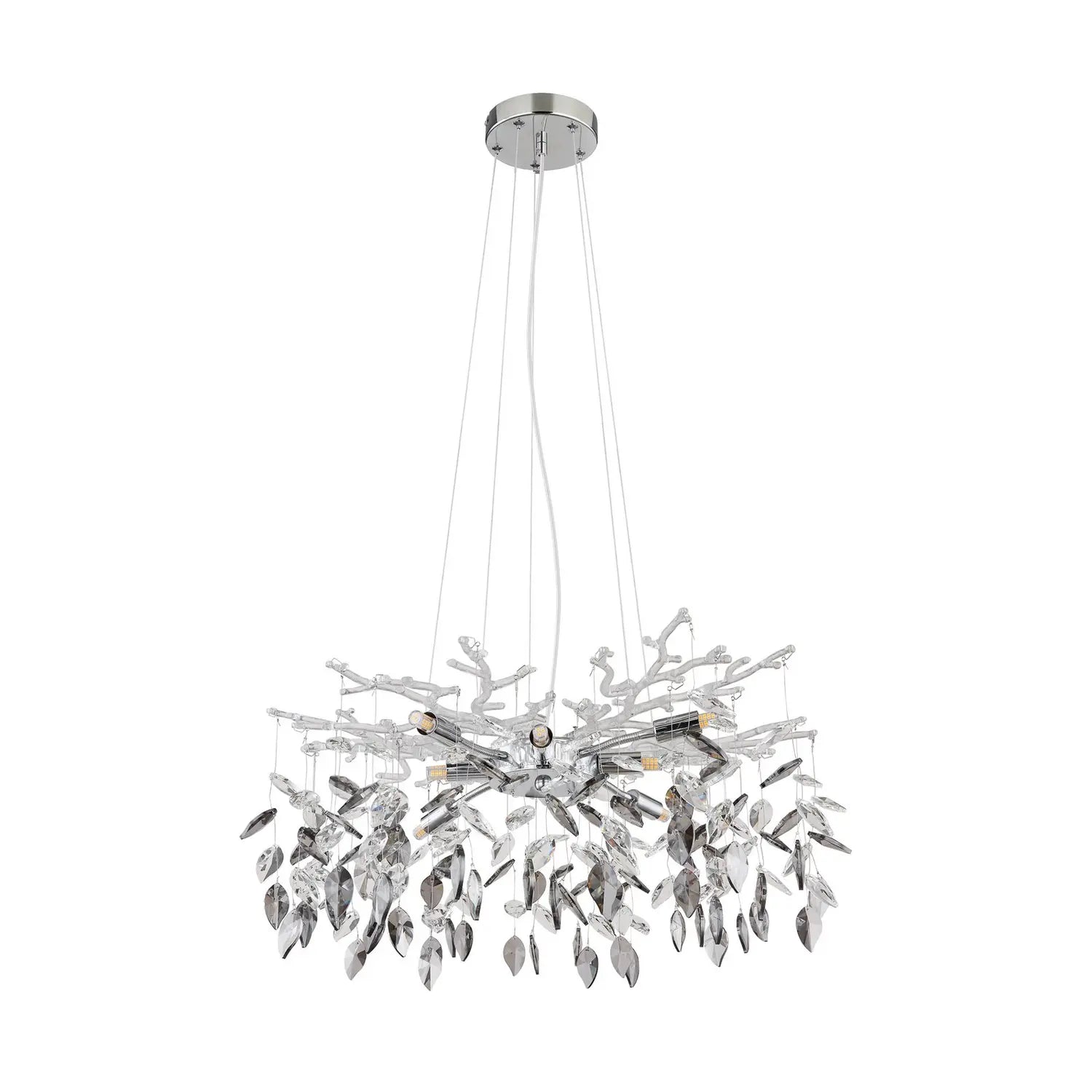 B-Ware Globo Kronleuchter Danna Deckenleuchte Chromfarben/Rauchgrau/Klar ø61cm Lampe G9
