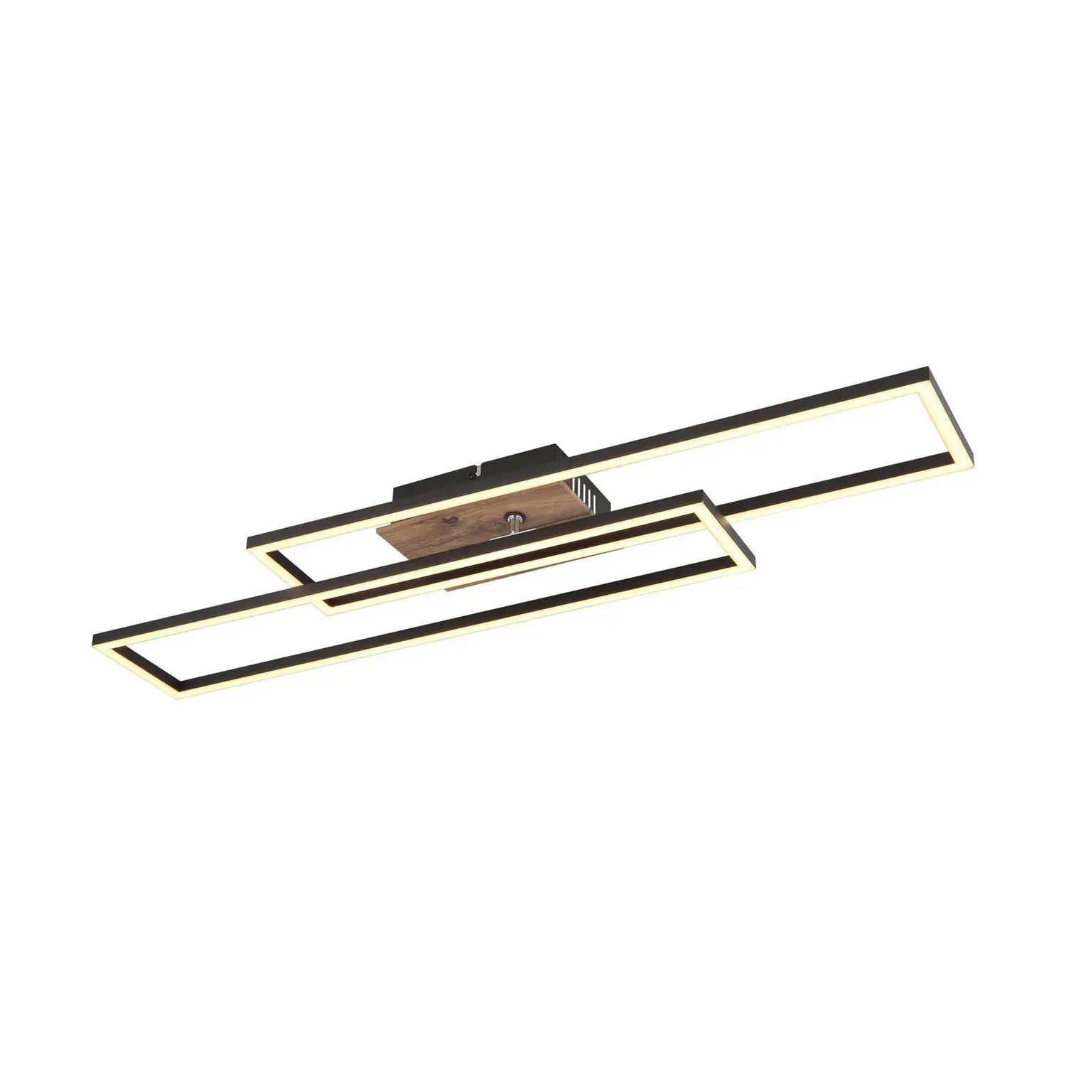 B-Ware Globo Led Deckenlampe Leuchte Dakari Led Lampe Länge 80 Cm Schwarz Holz 2 Flg