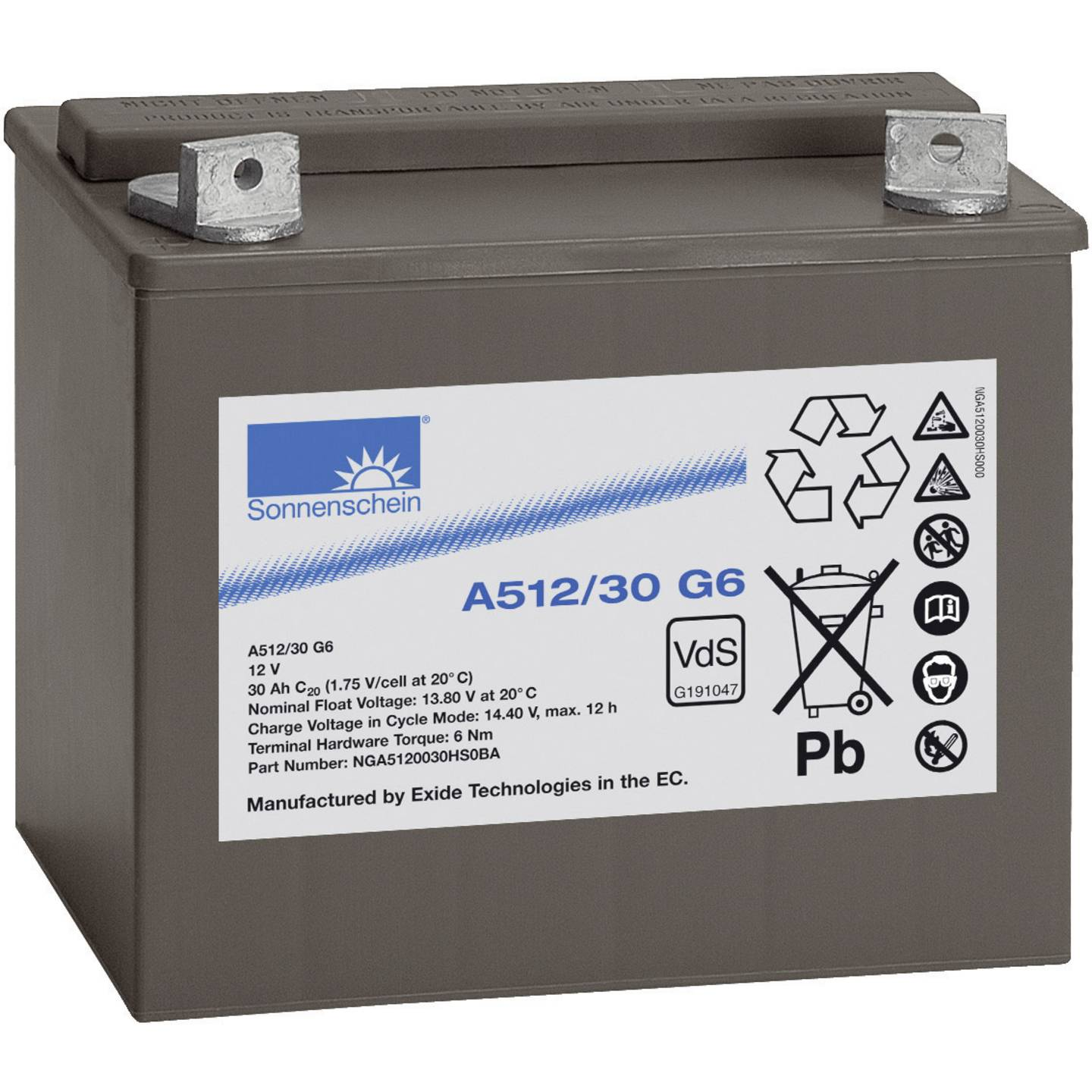 B-Ware Gnb Bleiakku Batterie Akku 12 V 30 Ah Blei Gel M6 Schraubanschluss 197x180x132mm