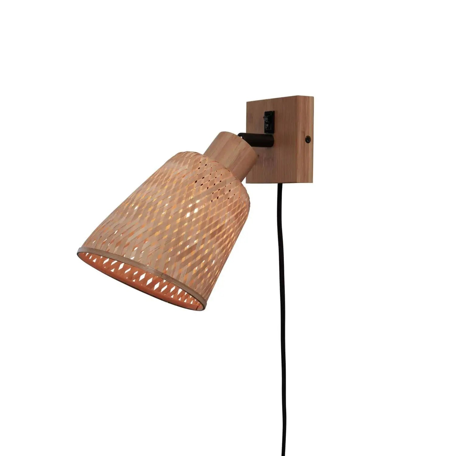 B-Ware Good Mojo Wandleuchte Wandstrahler Java Bambus Natur Stecker Beleuchtung Led