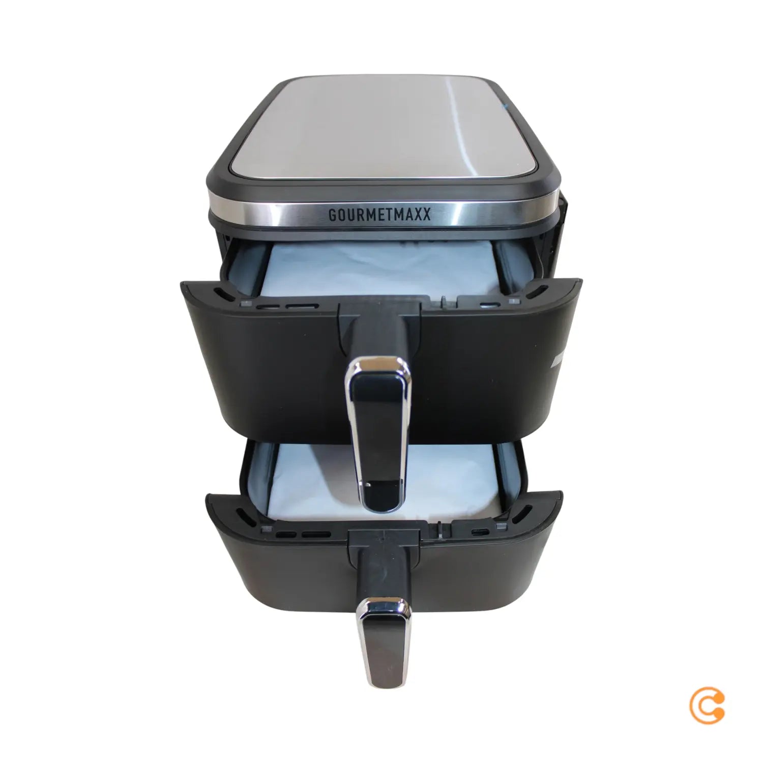 B-Ware Gourme Tmaxx Heißluftfritteuse Fritteuse Airfryer Doppelkammer Schwarz Netzkabel