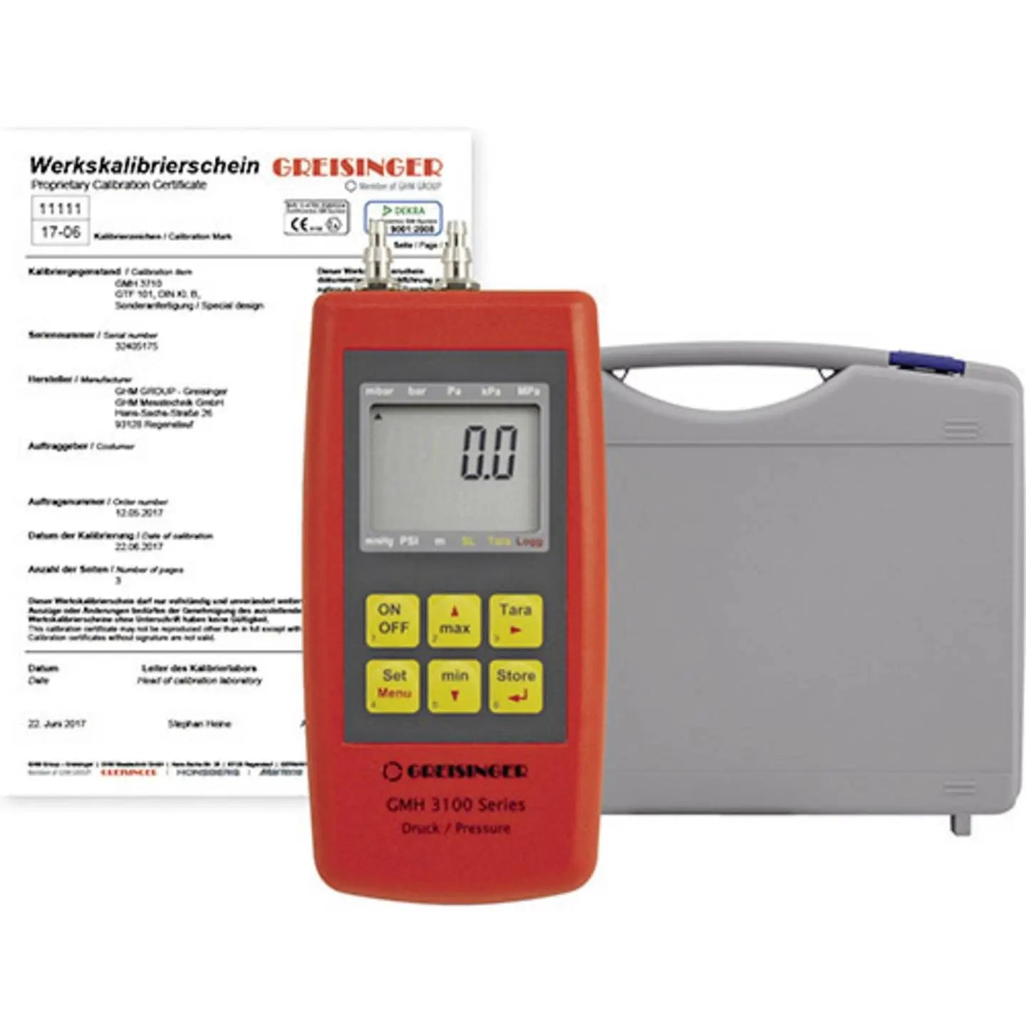 B-Ware Greisinger Druckmessgerät Messgerät Luftdruck Kalibriert Iso 0 1.3 Bar
