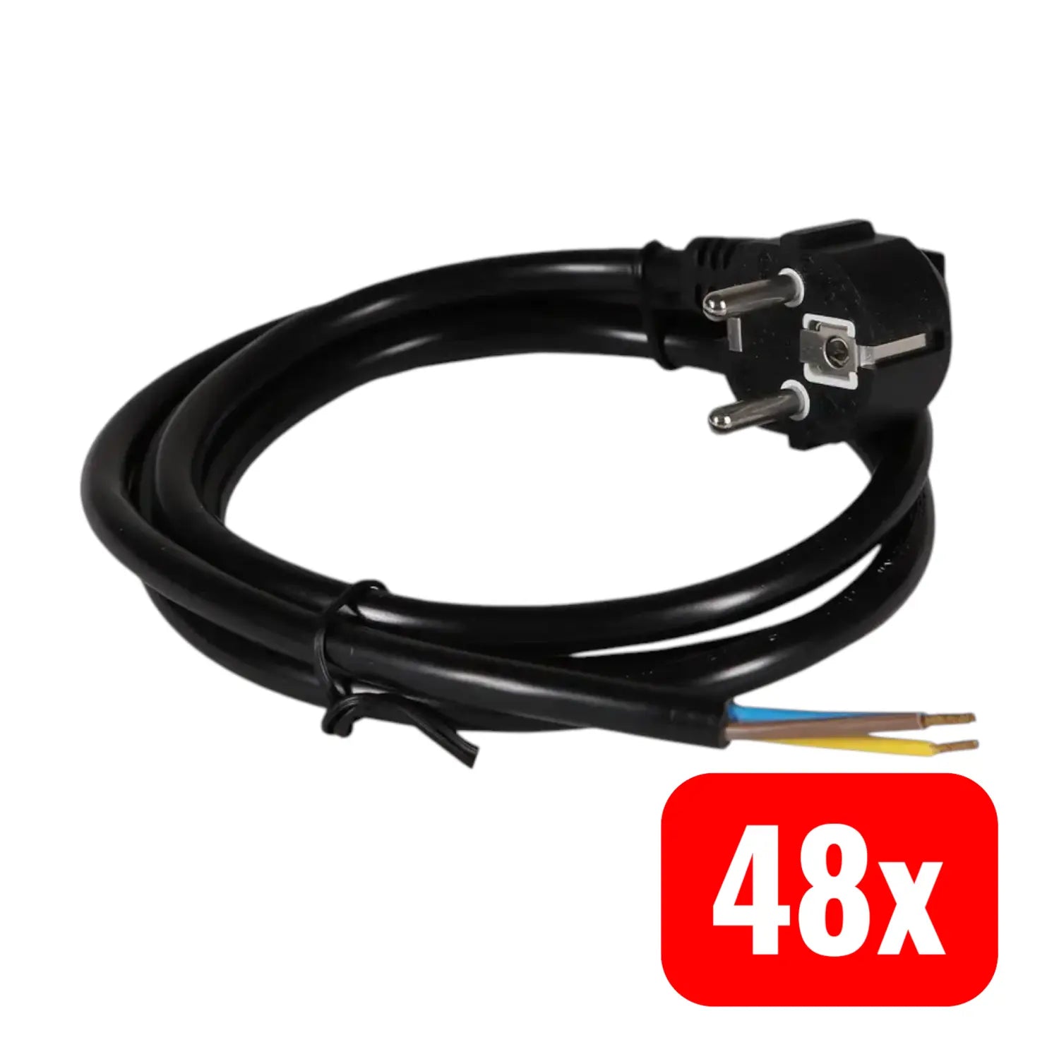 B-Ware H4 L Anschlussleitung Stromkabel Netzkabel Schukostecker Schwarz 1,5 M 48 Stück
