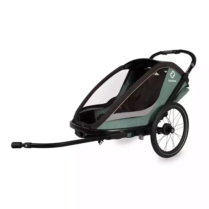 B-Ware Hamax Fahrradanhänger Buggy Kindertransport Cocoon Zweisitzer Grün Schwarz