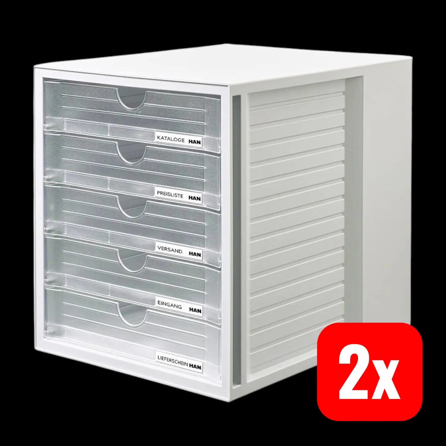 B-Ware Han Systembox 1450 63 Schubladenbox Din A4 Din C4 Grau 5 Schubfächer 2 Stück
