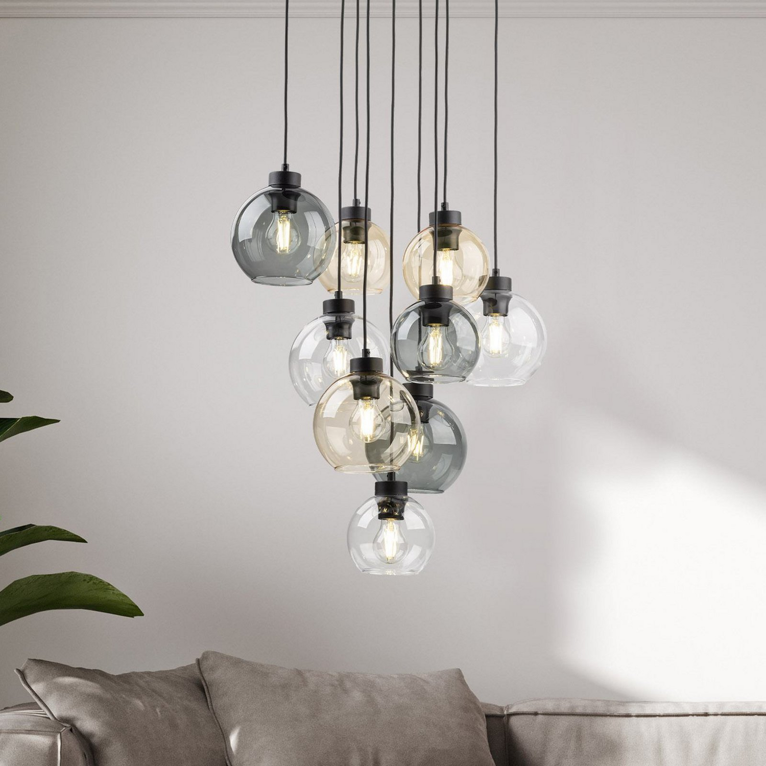 B-Ware Hängelampe Cubus Mix Deckenleuchte Lampe ø 58 Cm Mehrfarbig Glas E27 9 Flg
