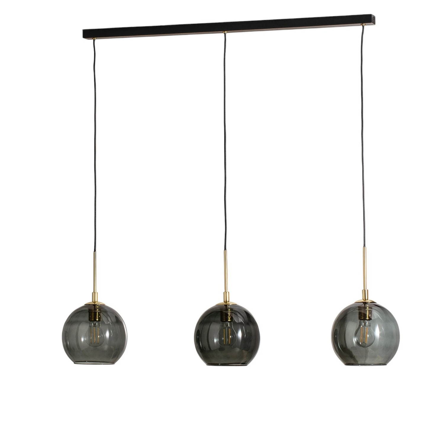 B-Ware Argon Hängelampe Dulce Rauchgrau Schwarz Glas 3 Flg Deckenlampe Deckenleuchte