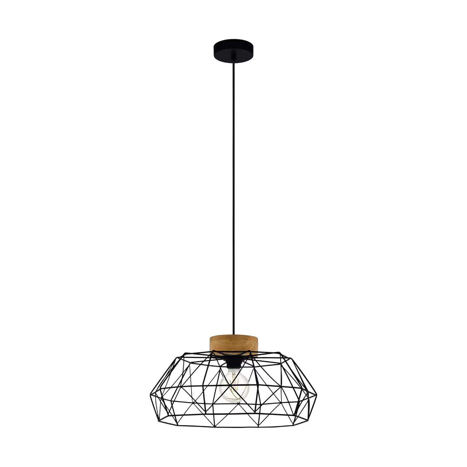 B-Ware Eglo Hängelampe Padstow Mit Käfigschirm Holzdetail Hängeleuchte Lampe Siehe Text