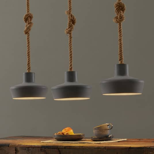 B-Ware Hängeleuchte Retrope Lampe Leuchte Hängeleuchte E27 Drei Schirmen In Betonoptik