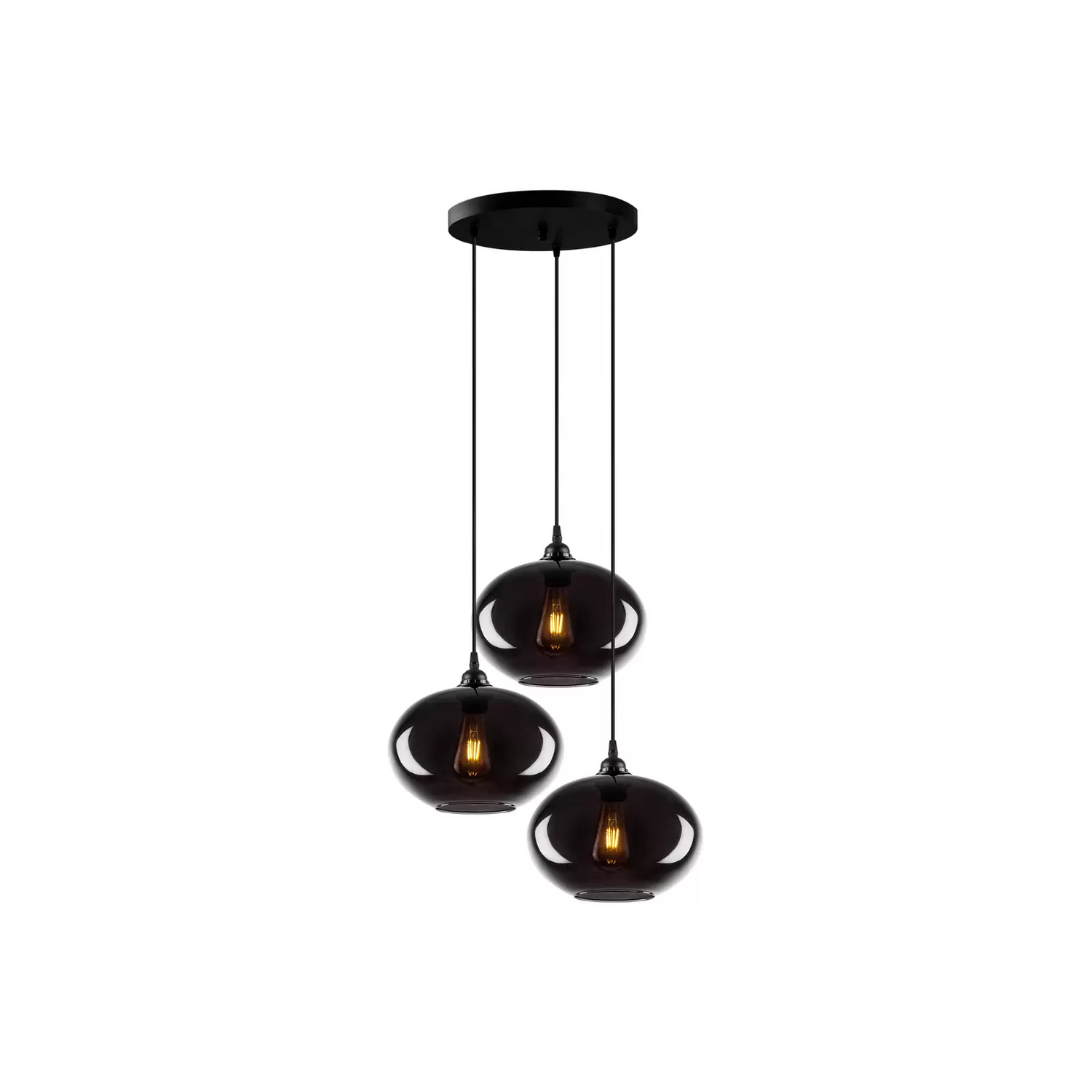 B-Ware Hängelampe Smoked 051 3 Flammig Rondell Glas ø27cm Hängeleuchte Lampe Spot E27