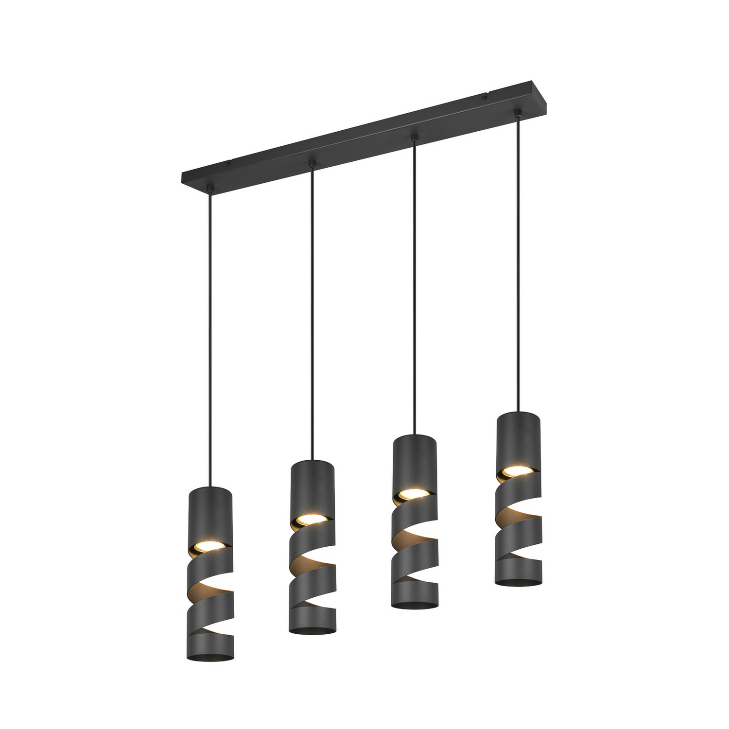 B-Ware Trio Lighting Hängelampe Pendelleuchte Stream Schwarz Metall 80cm 4flammig Gu10