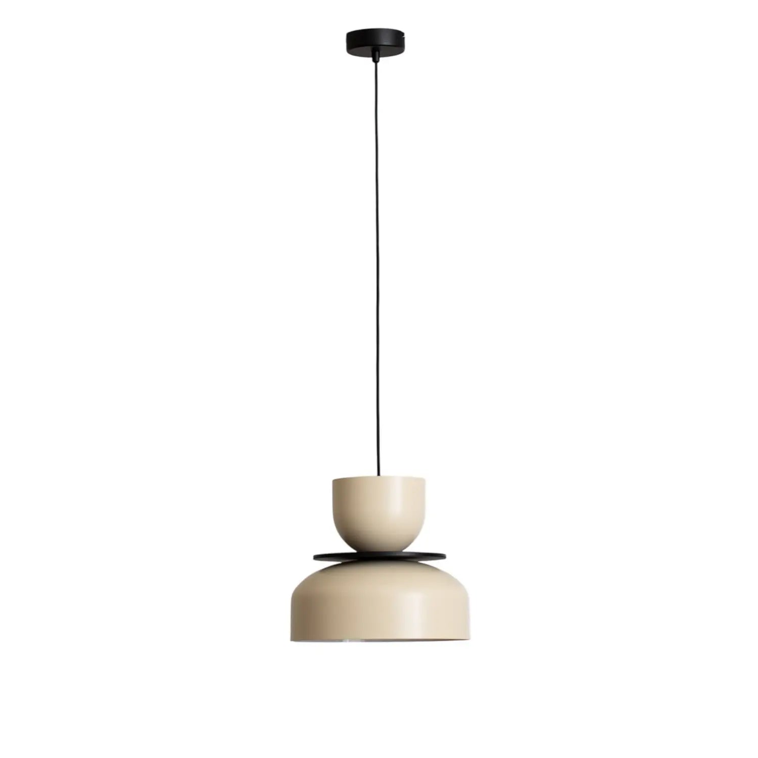 B-Ware Hängelampe Uto Pendelleuchte Deckenleuchte Creme Kabel Schwarz Metall 30 Cm