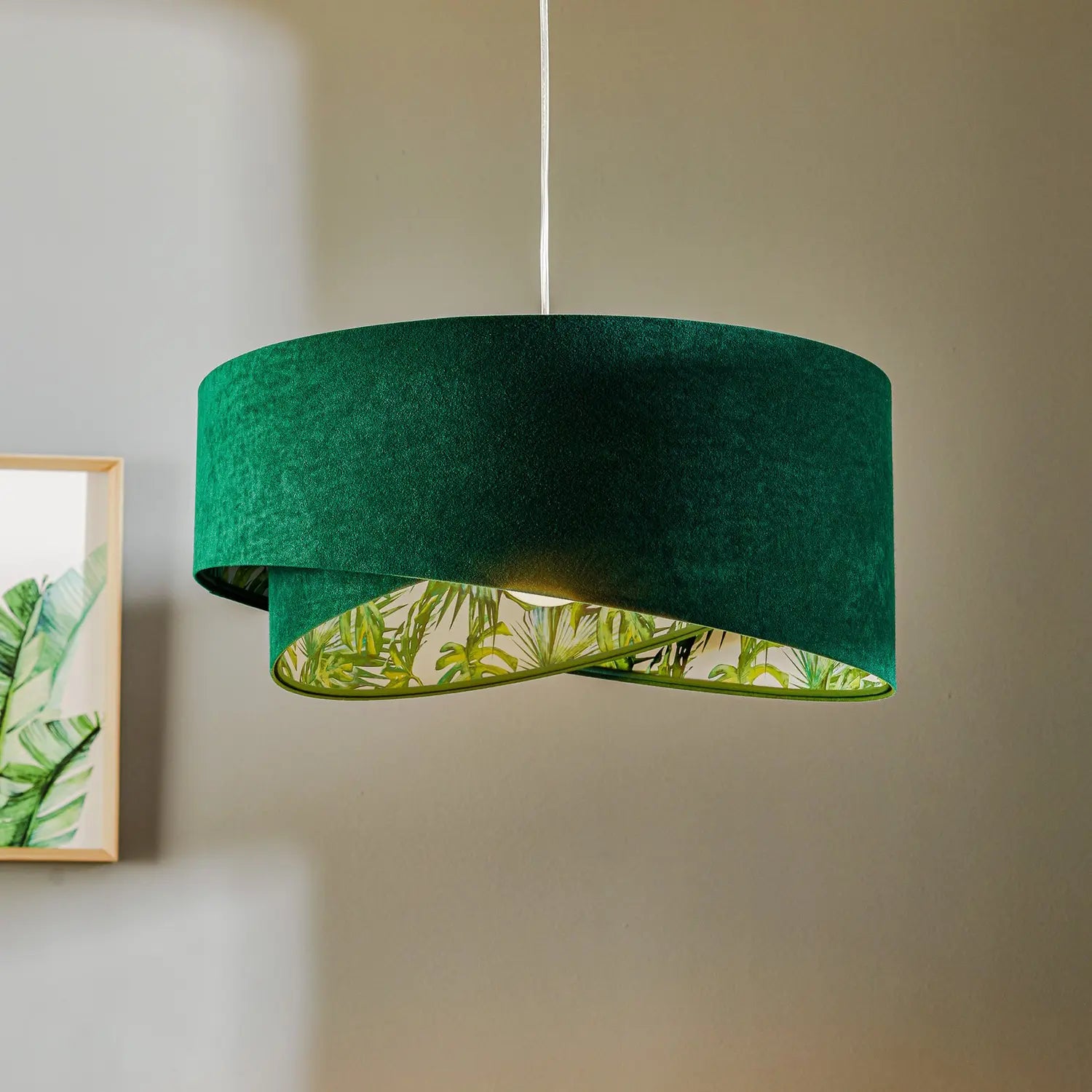 B-Ware Maco Design Hängelampe Pendelleuchte Leuchte Vivien Grün Velours Kunststoff