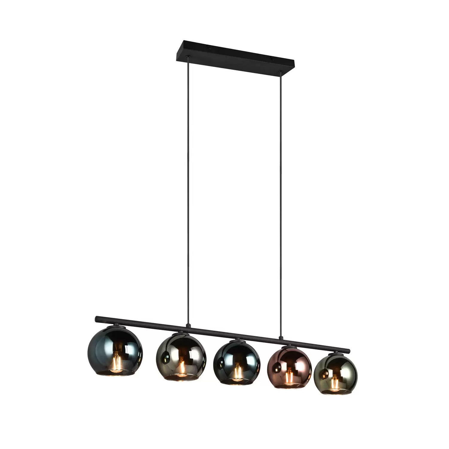 B-Ware Reality Leuchten Hängeleuche Sheldon Fünf Glaskugeln Hängelampe Lampe Leuchte