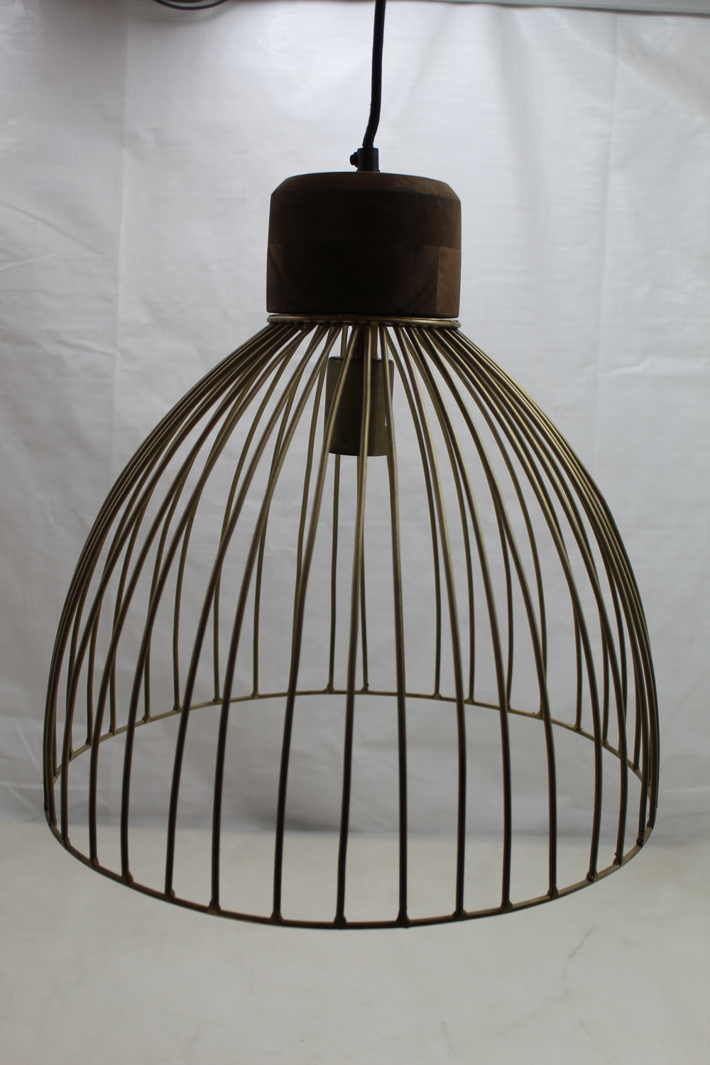 B-Ware Lampe Hängeleuchte Alami Messing Mangoholz Leuchte 3 Flg.