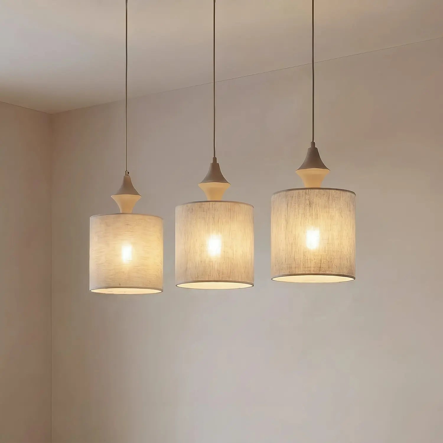 B-Ware Amura Hängeleuchte Pendelleuchte Leuchte Lampe Beige Sand 3 Flammig E27 105 Cm