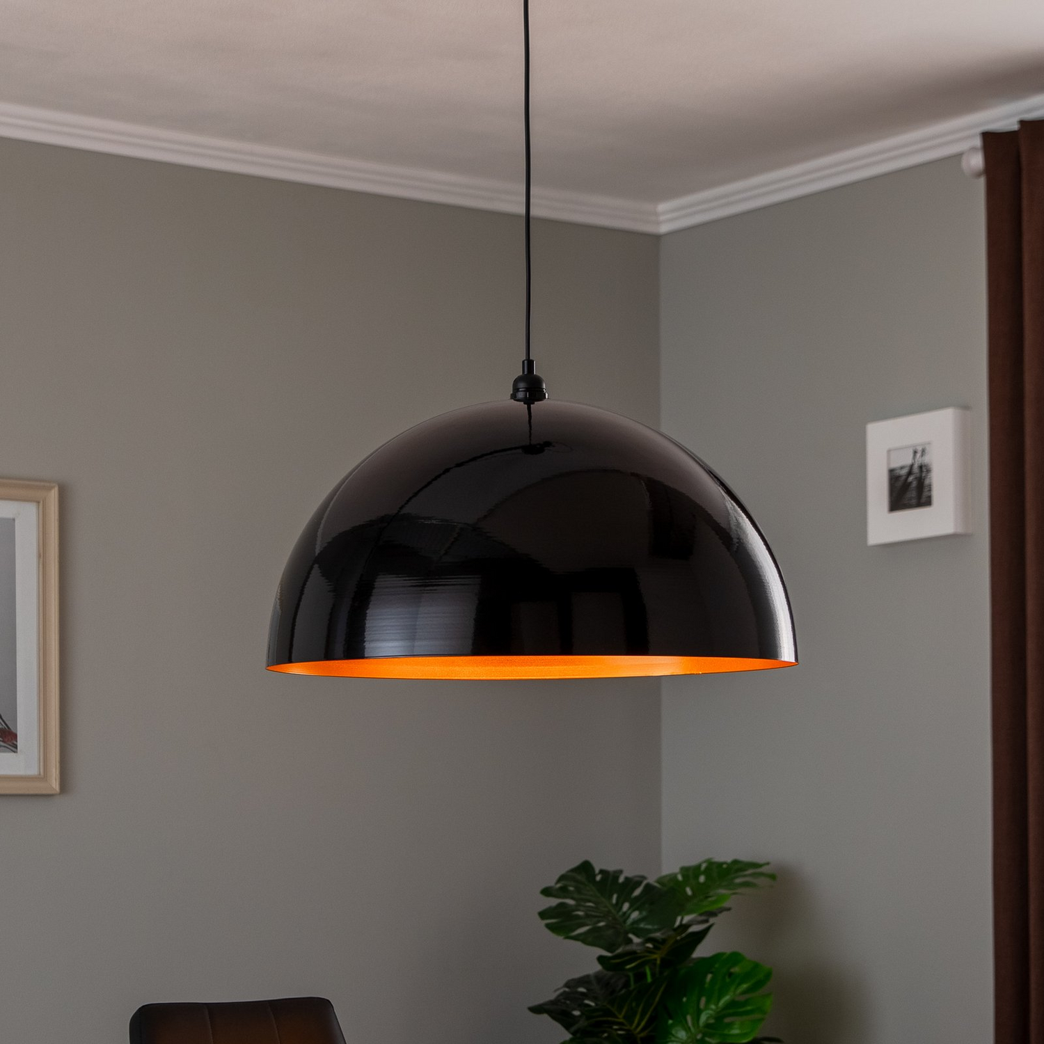 B-Ware Hängeleuchte Berceste 237 S Hängelampe Deckenlampe Leuchte ø60cm Schwarz/Gold