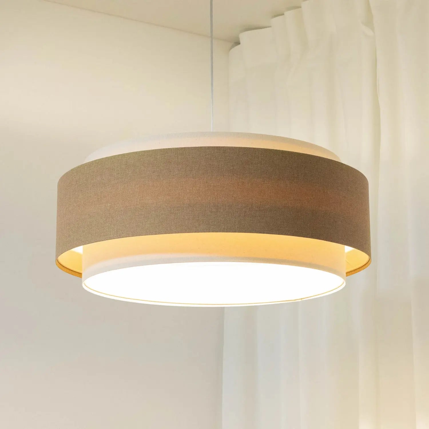 B-Ware Hängeleuchte Boho Elegant Pendelleuchte Textil Lampe Beige Creme ø 60 Cm E27 Led