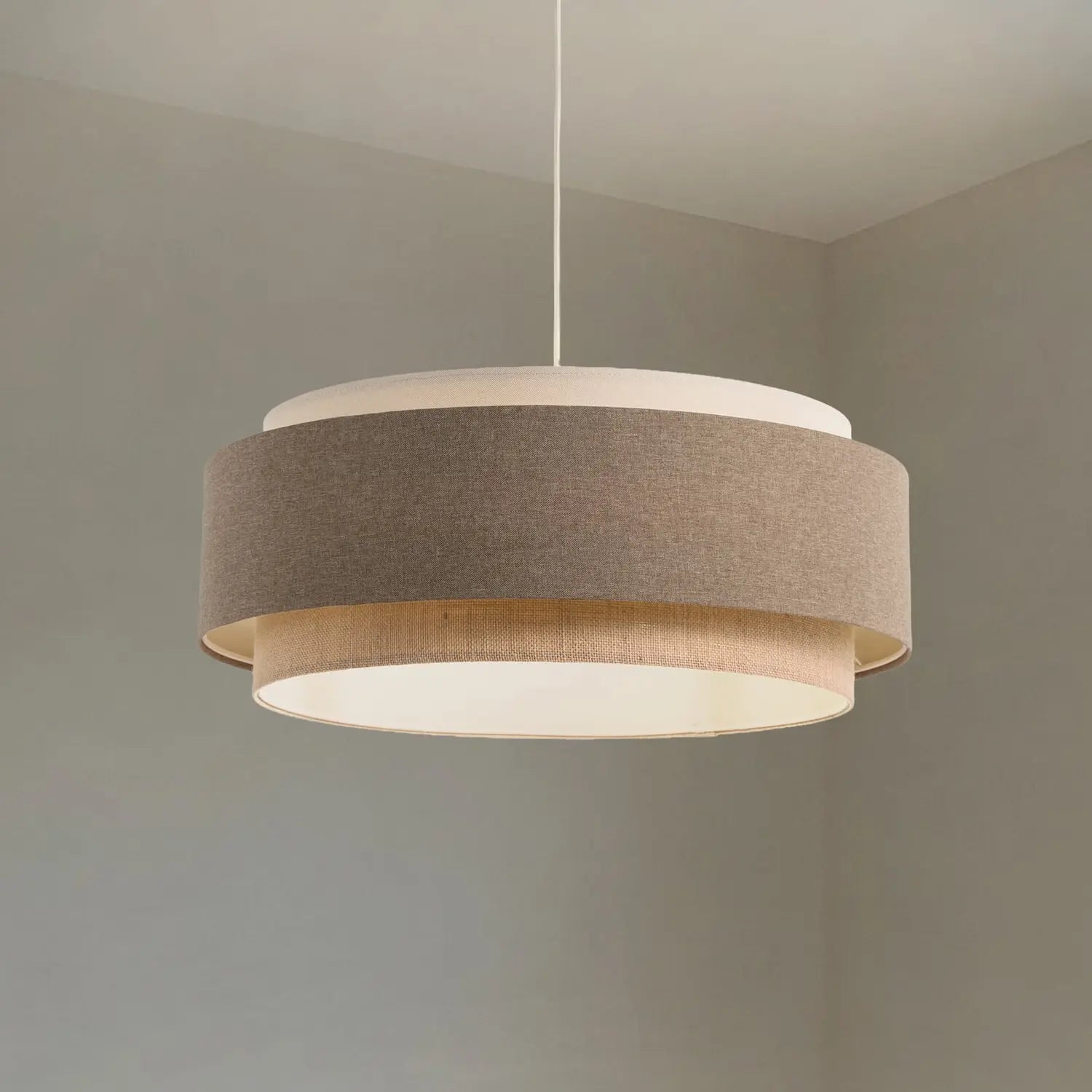 B-Ware Hängeleuchte Pendelleuchte Boho Elegant Textil Braun Beige Creme ø 60 Cm E27 Led