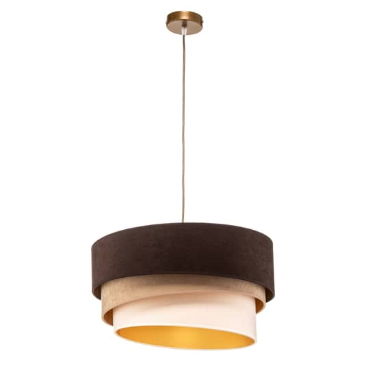 B-Ware Lampenwelt Hängeleuchte Devon Braun Beige Ecru Gold ø45cm Hängeleuchte Deckenlam