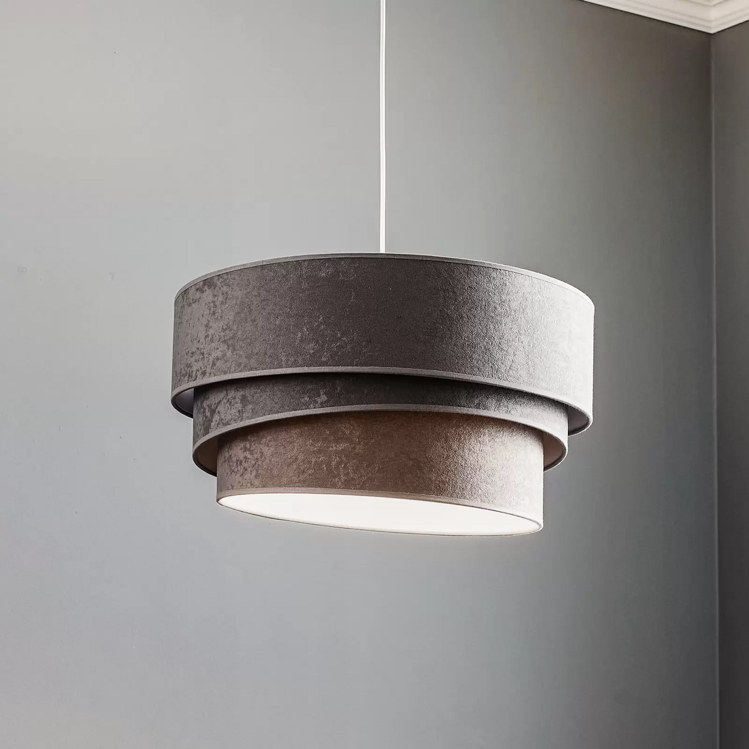 B-Ware Hängeleuchte Devon Grau/Weiß ø45cm E27 Hängelampe Lampe Leuchte Pendelleuchte