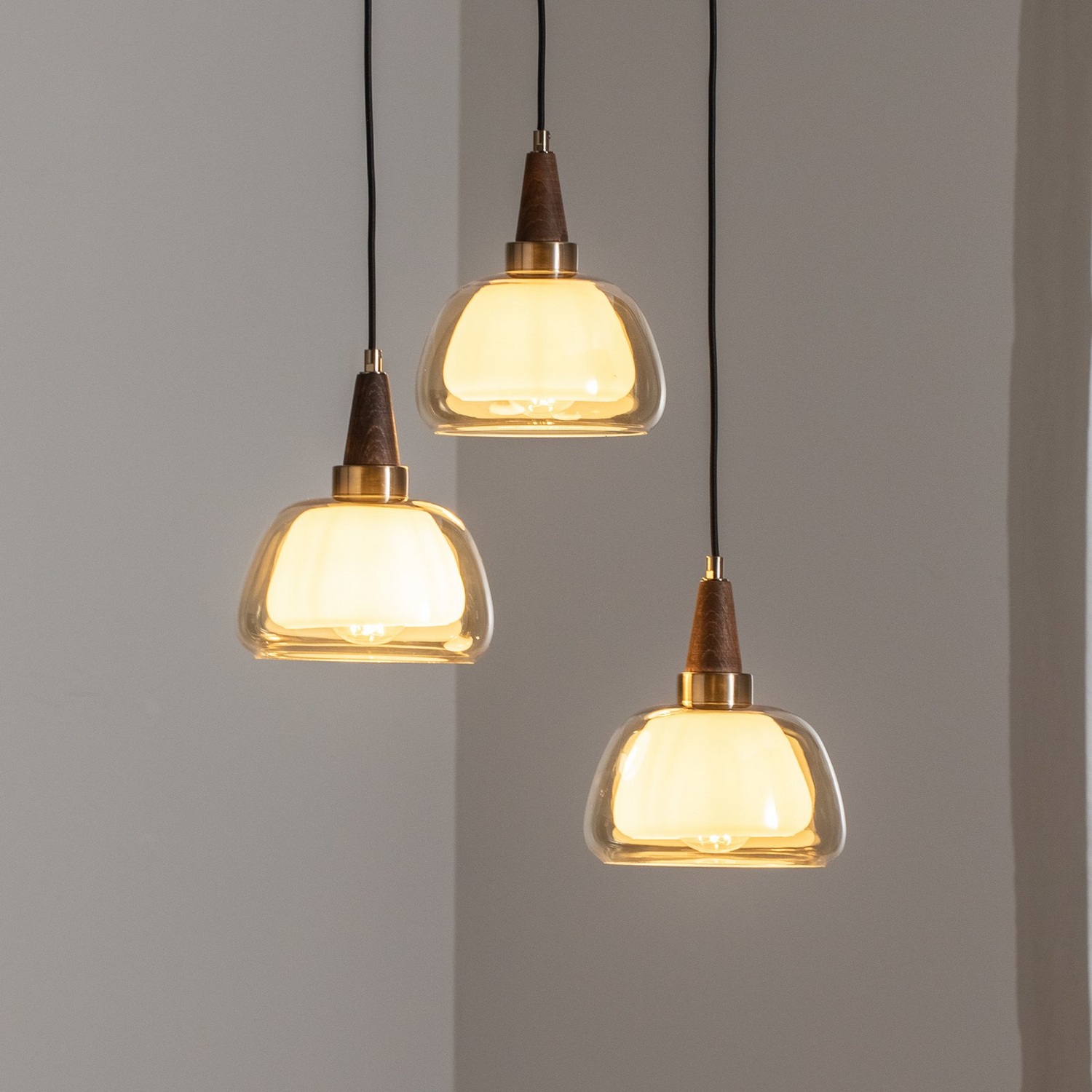B-Ware Ermo Hängeleuchte Pendelleuchte Glas Messing ø47cm 3 Flg Deckenlampe Siehe Text