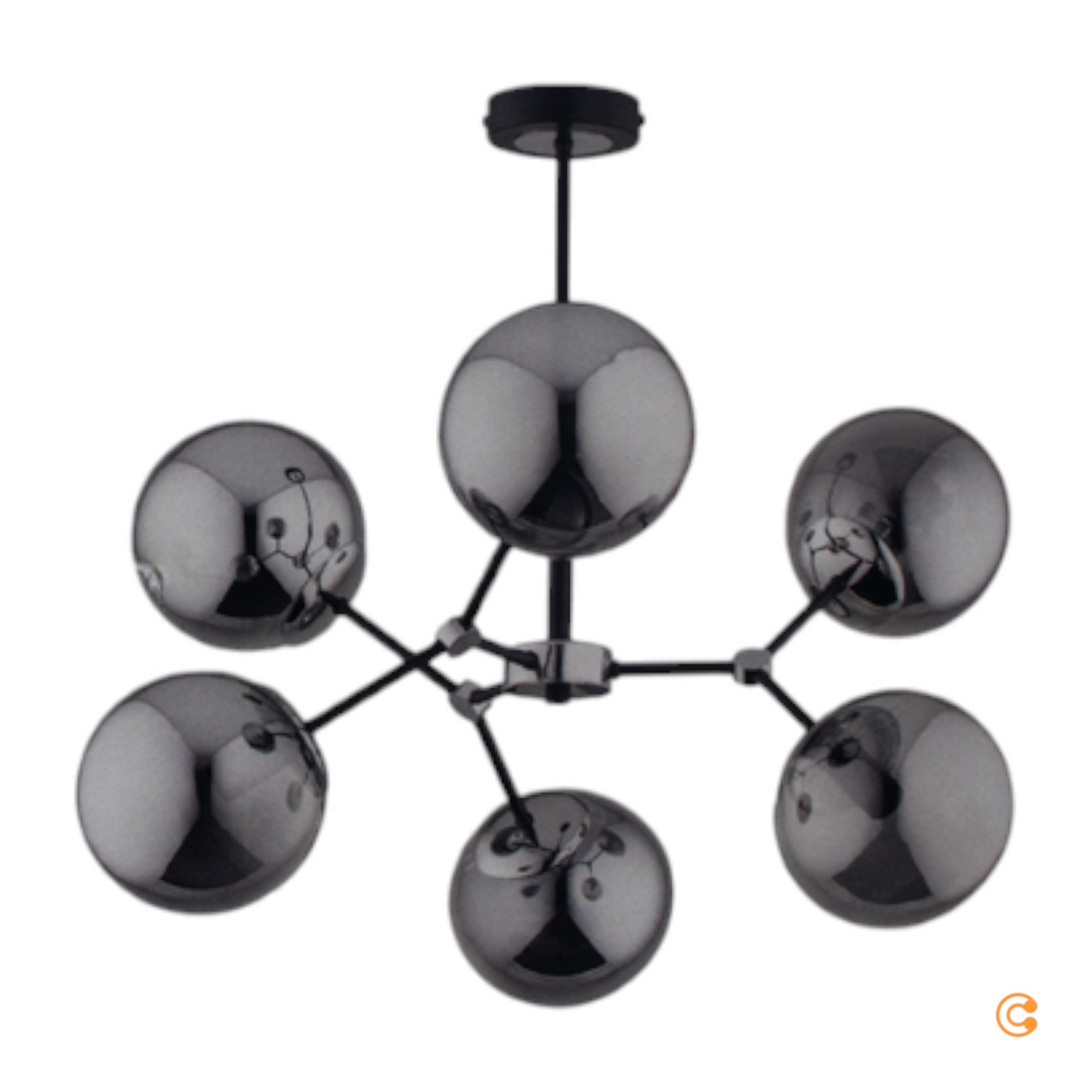 Hängeleuchte Foton Pendelleuchte Deckenlampe Sechsflammig Schwarz Silber B-Ware