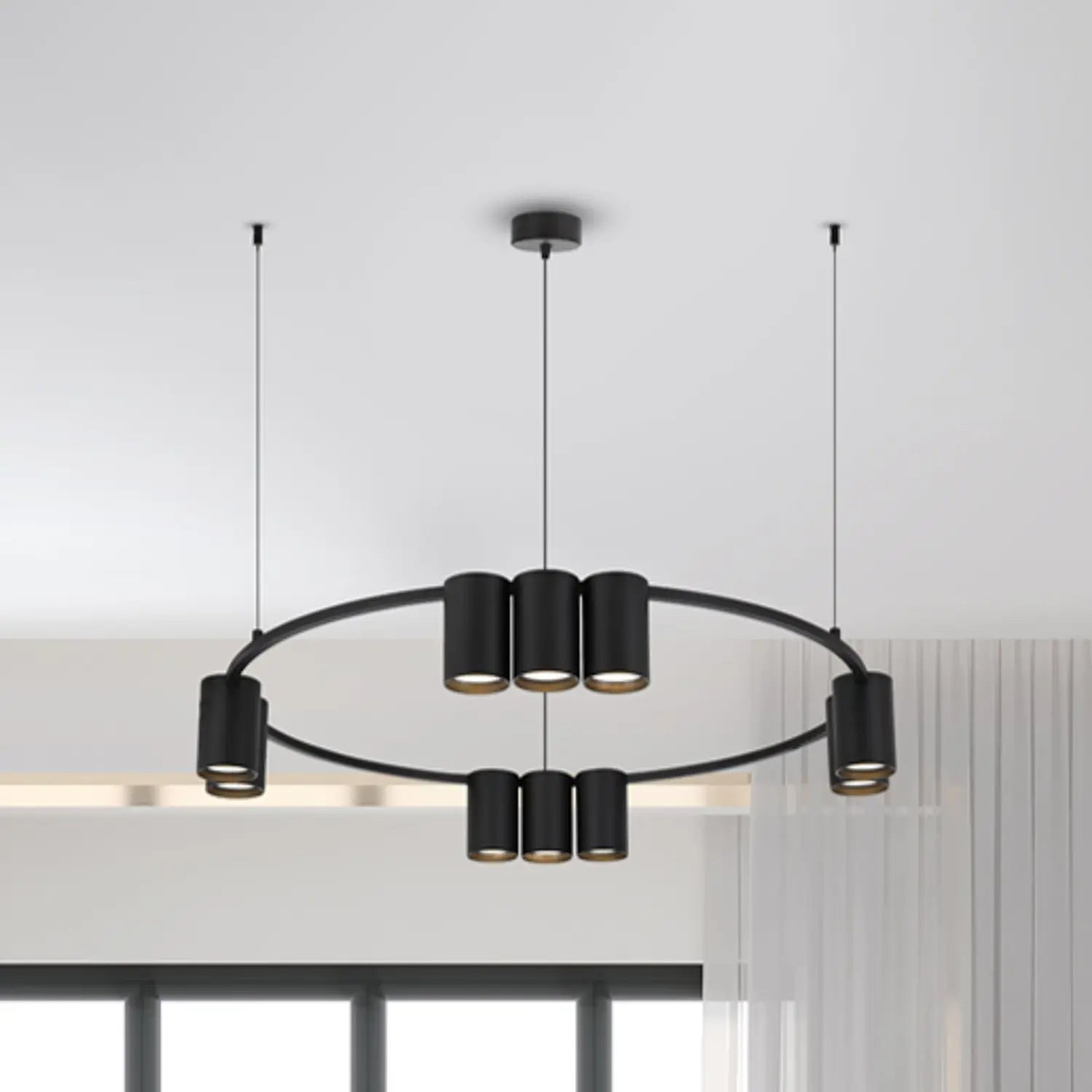 B-Ware Hängeleuchte Pendelleuchte Genesis Aluminium Schwarz Lampe Leuchte 60 Cm