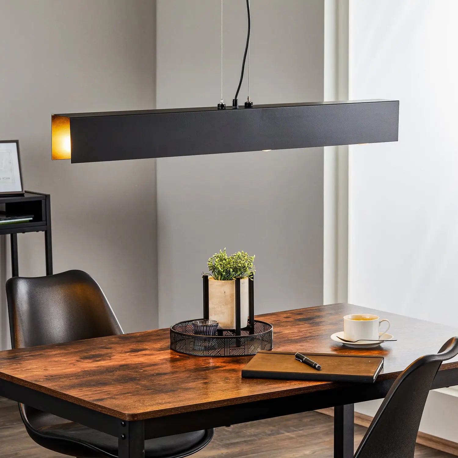 B-Ware Hängeleuchte Gentor 4 Pendelleuchte Leuchte Schwarz Stahl E27 Led Dimmbar 96 Cm