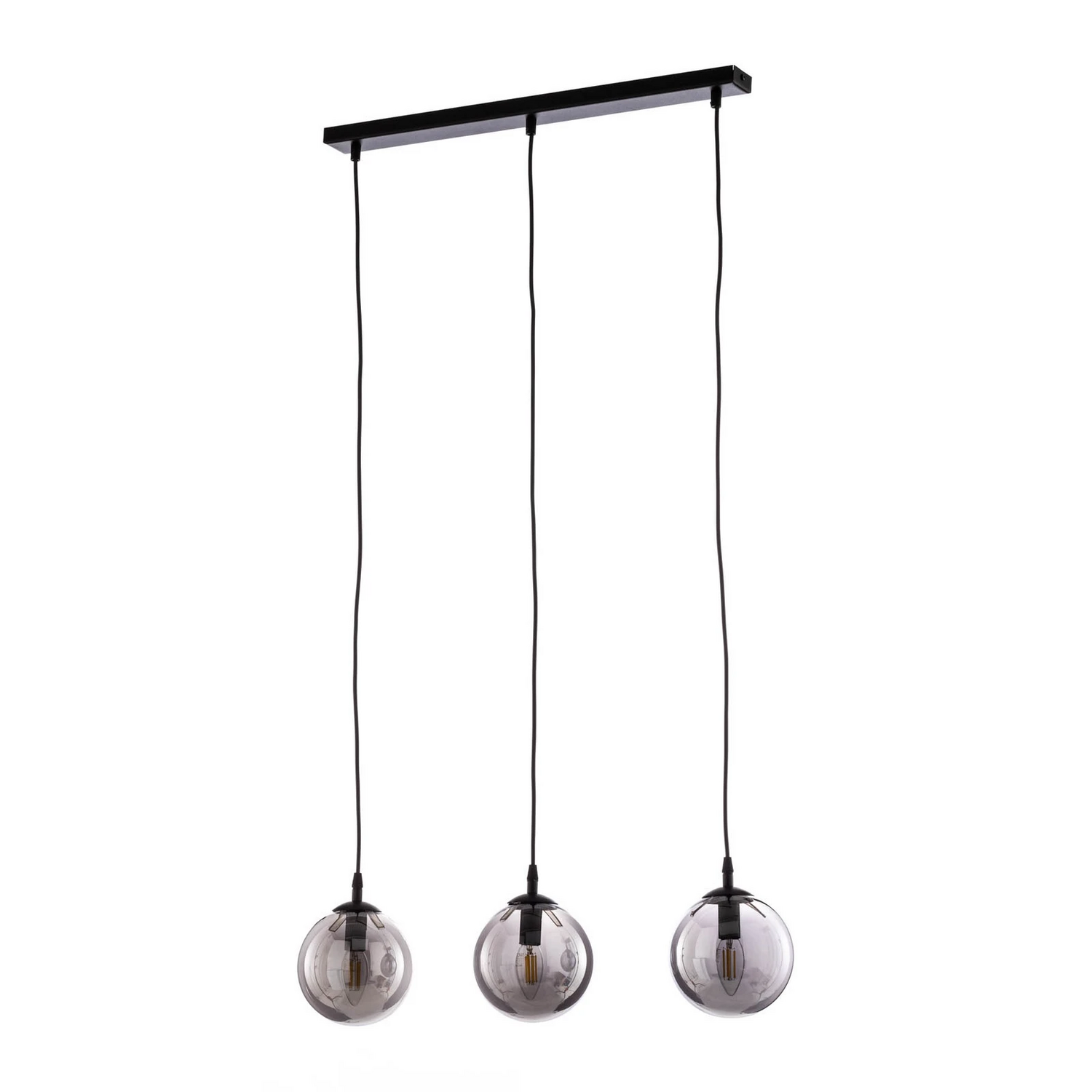 B-Ware Hängeleuchte Glassy 3 Flg Gerade Schwarz Grafit Glas Deckenlampe Deckenleuchte