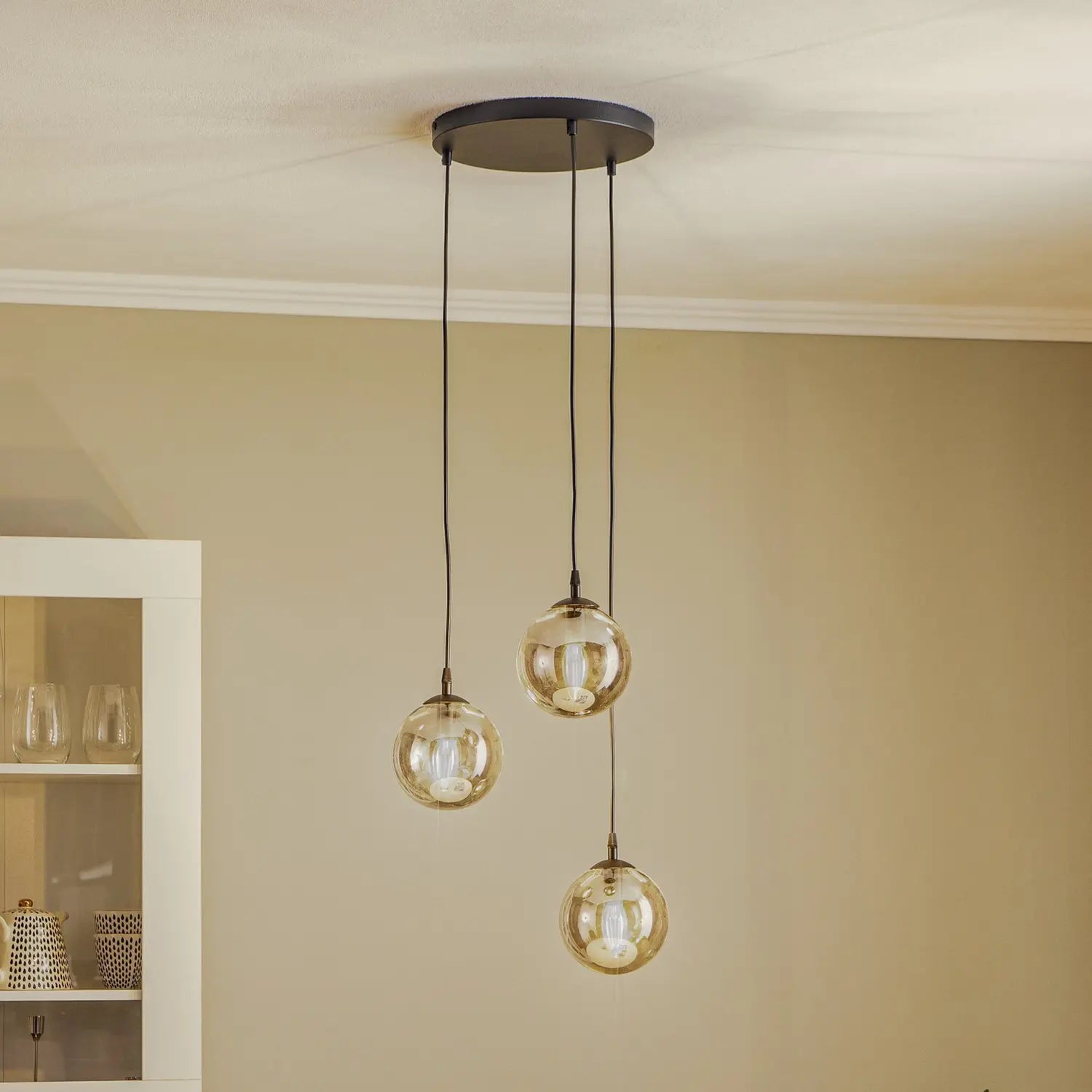 B-Ware Euluna Hängeleuchte Hängeleuchte Lampe Leuchte Glassy 3 Flammig E14 Rund Glas