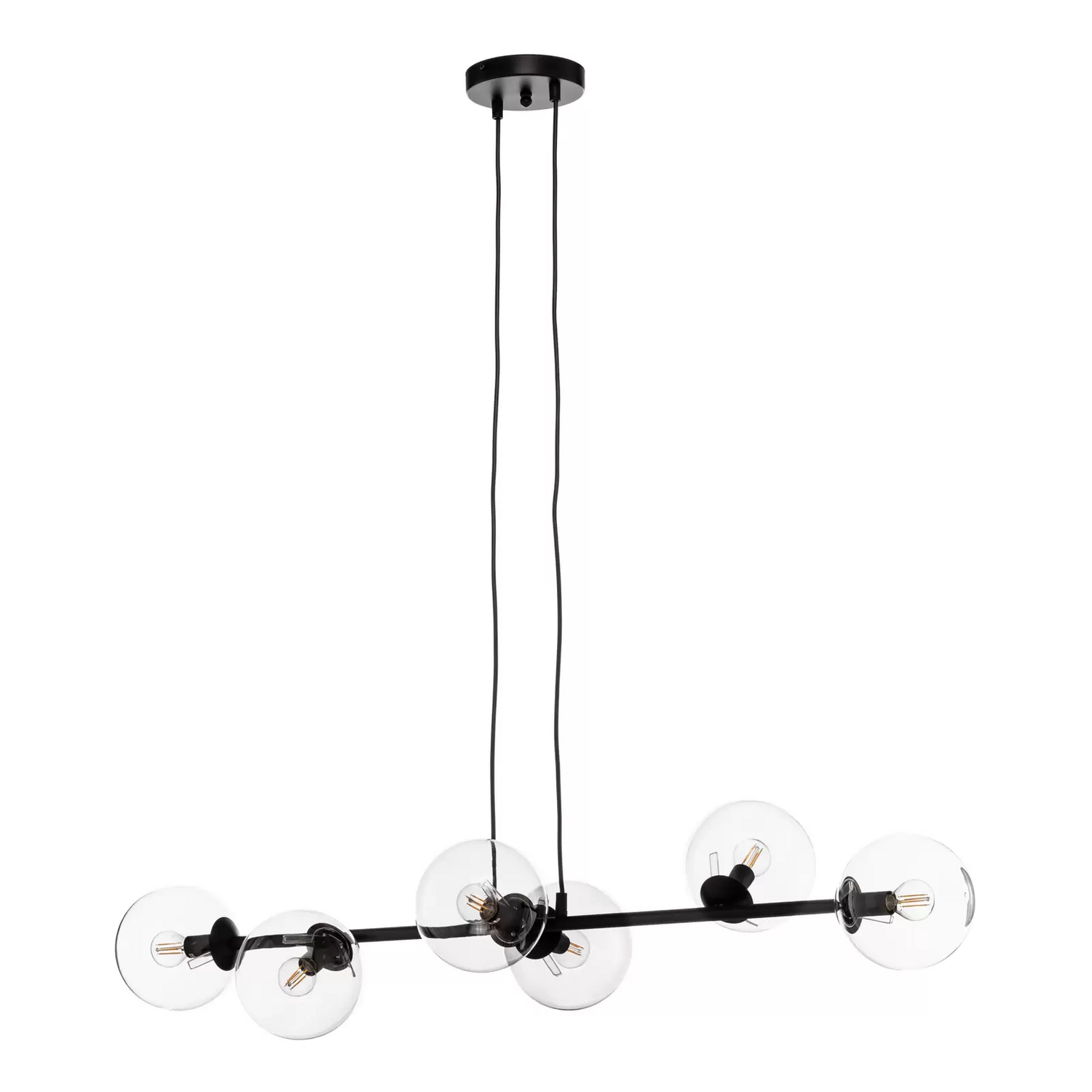 B-Ware Emibig Lighting Hängeleuchte Glassy Hängelampe 6 Flammig Schwarz Klar Glas 110cm