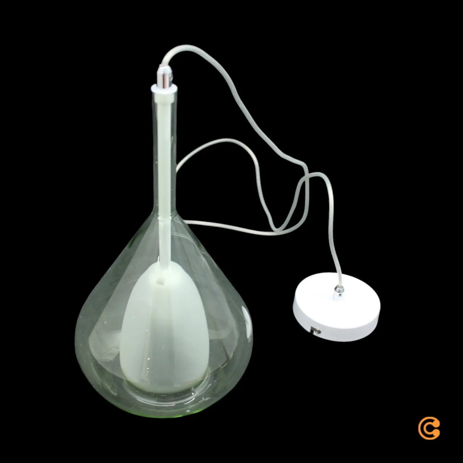 B-Ware Fabas Luce Pendelleuchte Hängelampe Glas Transparent Grün Tropfenform E27 Led