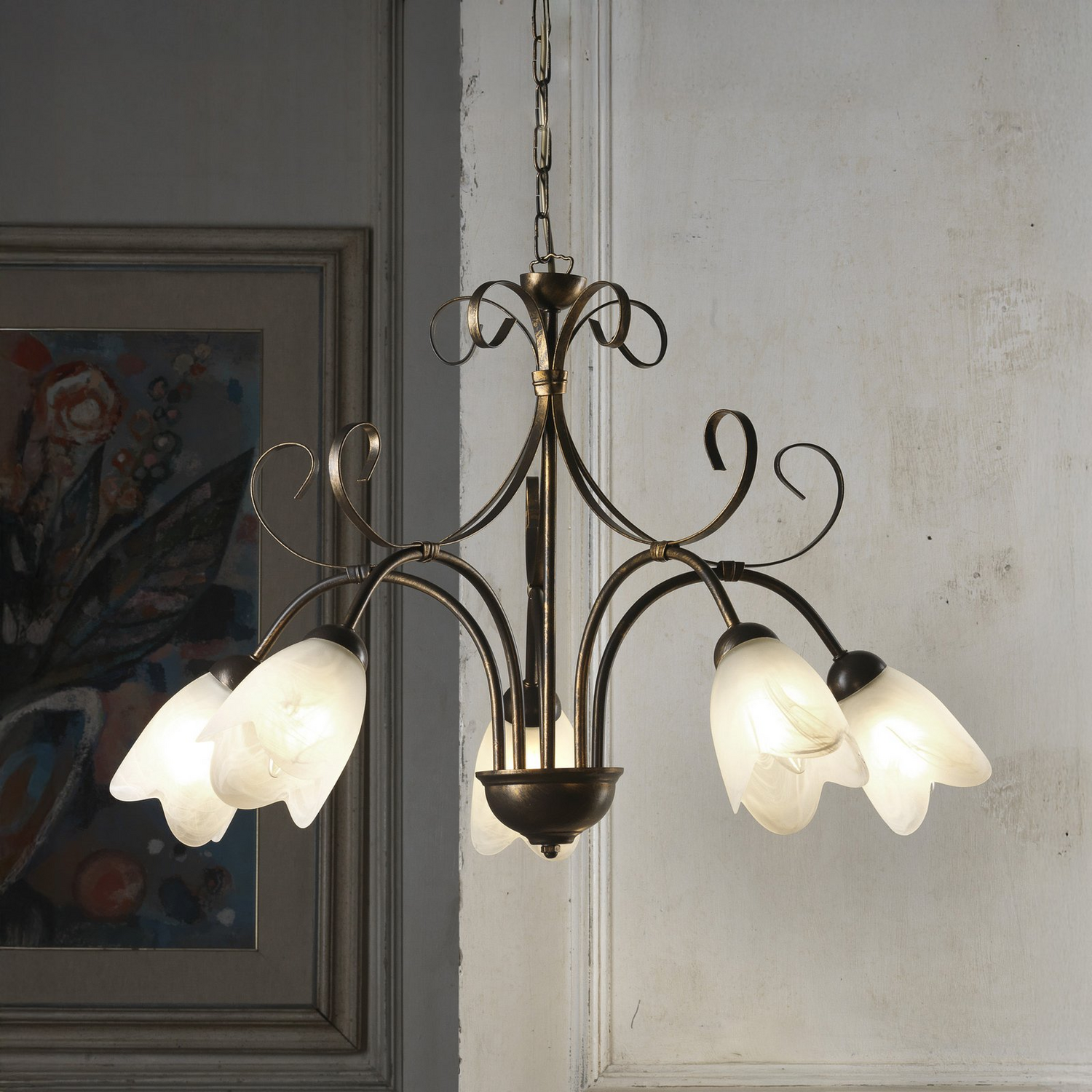 B-Ware Onli Hängeleuchte Lampe Odino Bronzefarben Glas 5 Flg E14 Dimmbar Siehe Text