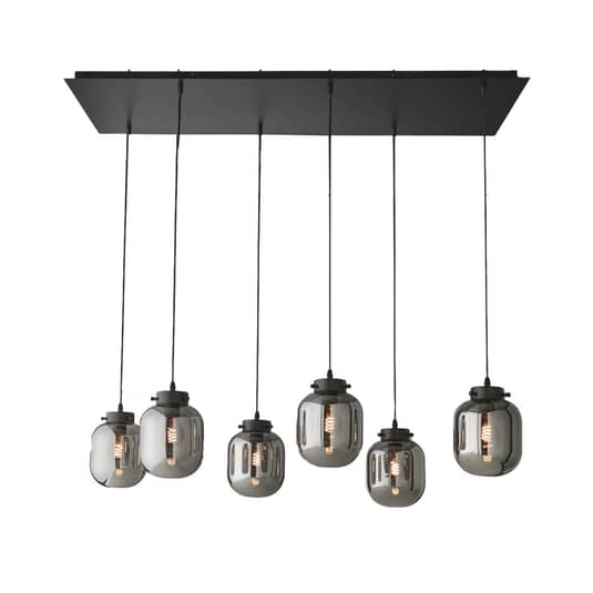 B-Ware Fischer & Honsel Hängeleuchte Regi Hängeleuchte Lampe Glas Rauchgrau 6 Fl. 41